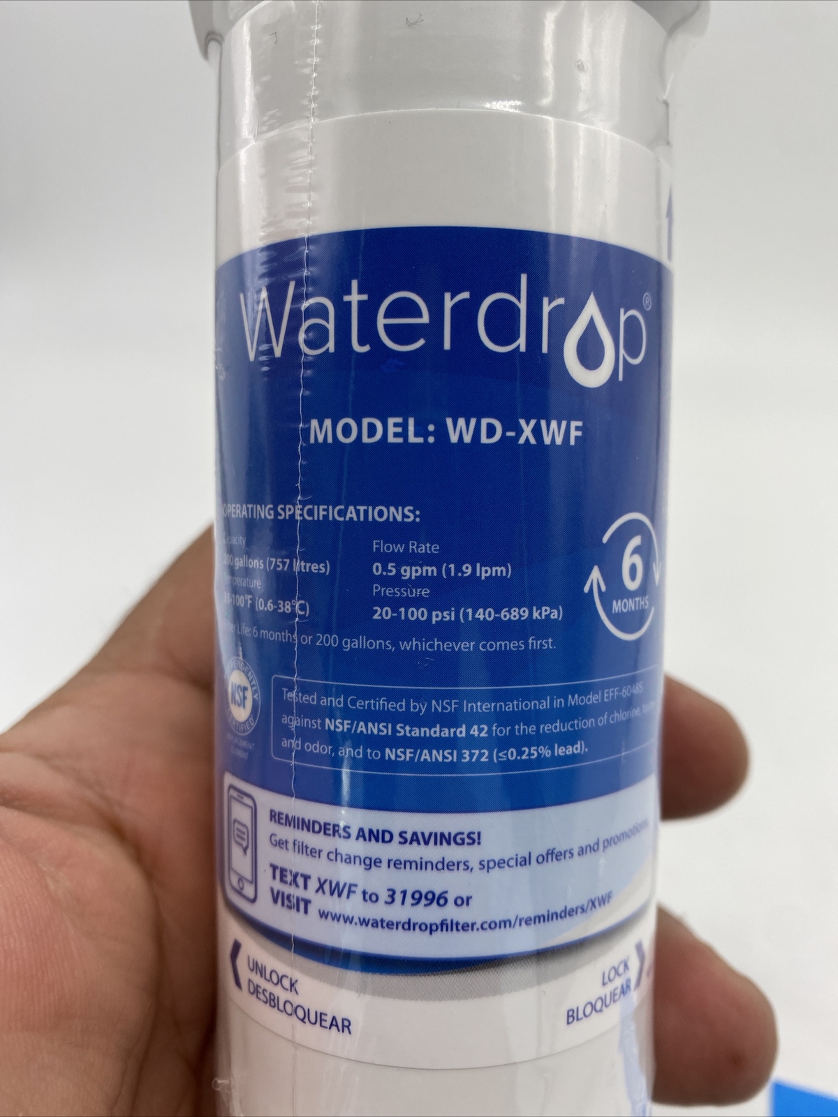Waterdrop WD-XWF Replacement For GE XWF Refrigerator Water Filter New Sealed