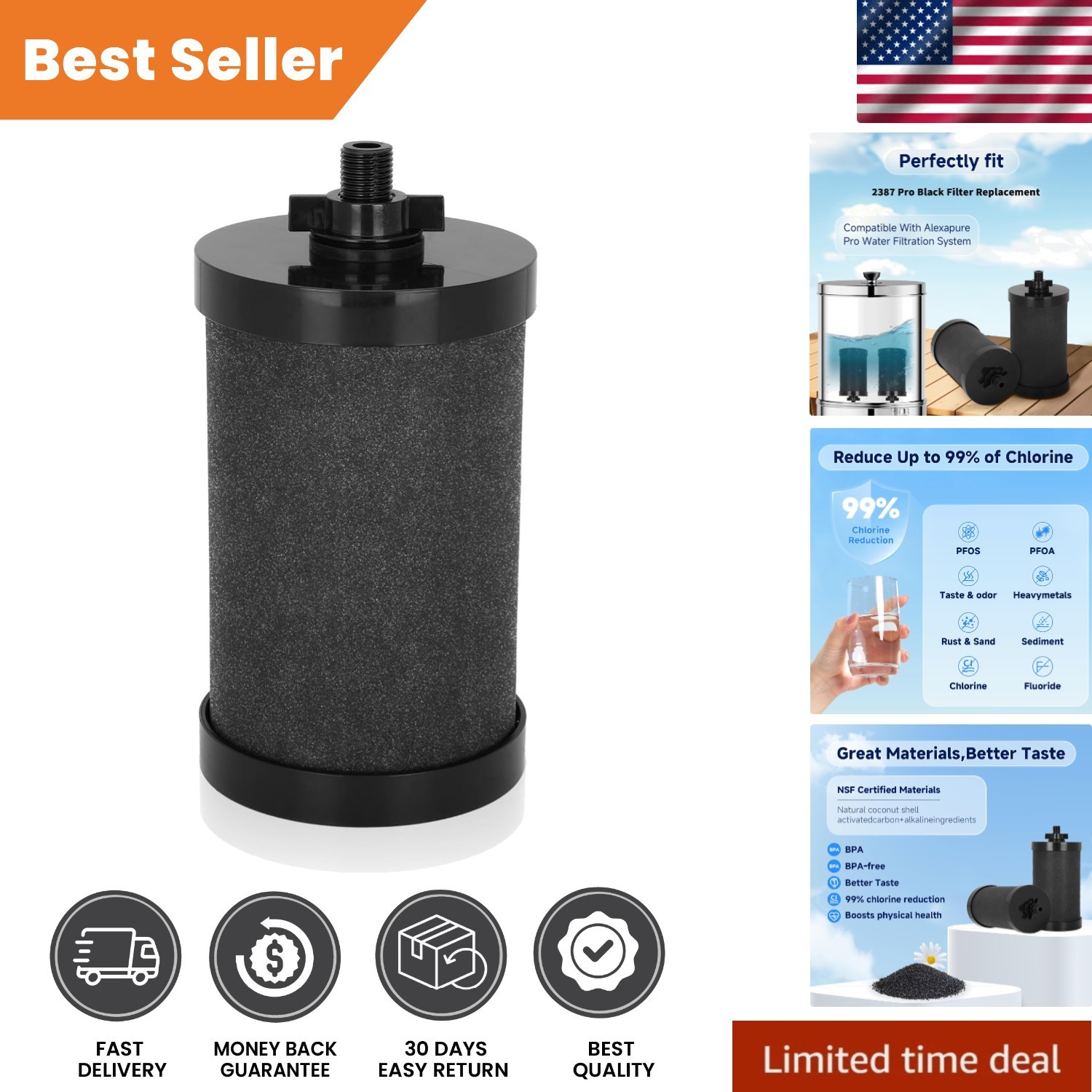 2387 Pro Filter Replacement, NSF/ANSI 42 Certified for Alexapure Water Filter Re