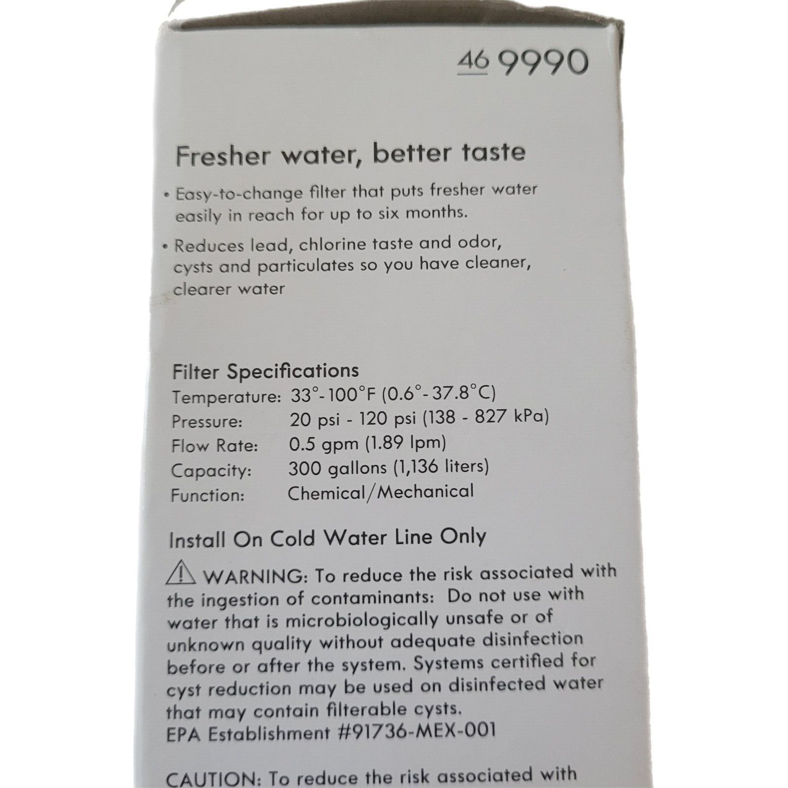 Kenmore 9990 Water Filter For Aqua Optima Evolve – White NEW Sealed