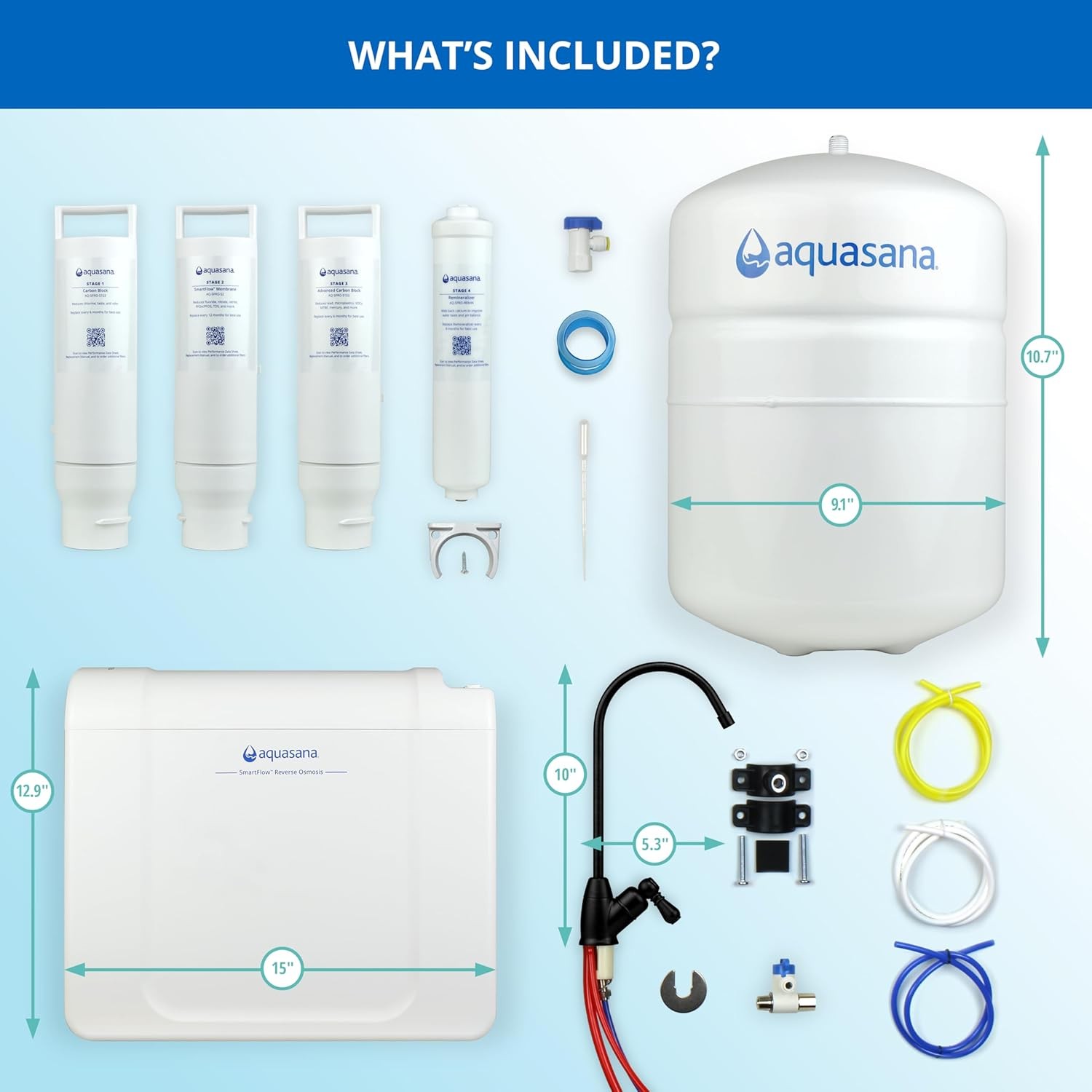 Aquasana SmartFlow Reverse Osmosis Water Filter RO Under The Sink System