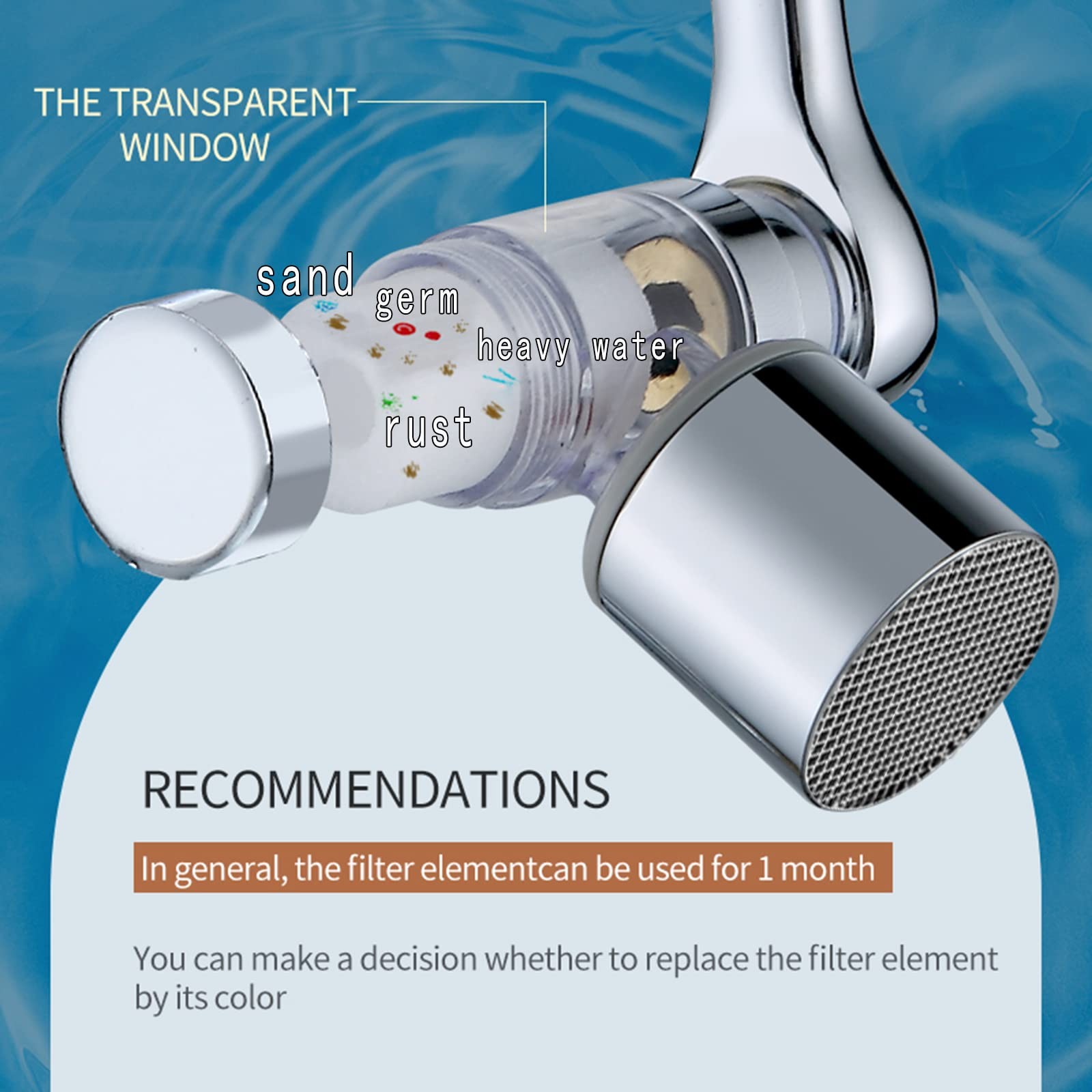 1080° Rotating Filter Faucet Extender,PP Cotton Filter Faucet, Universal Spla…