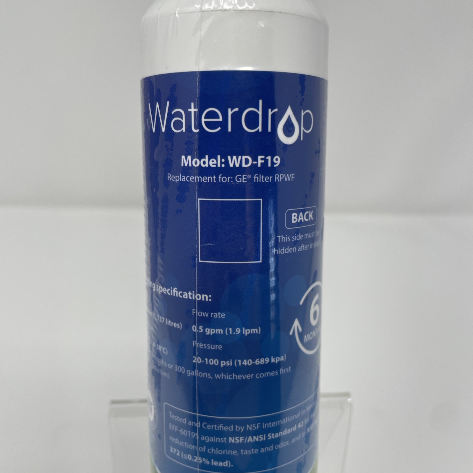 Waterdrop Filter, Model WD-F19 Replacement for GE Water Filter RPWF (SEALED)
