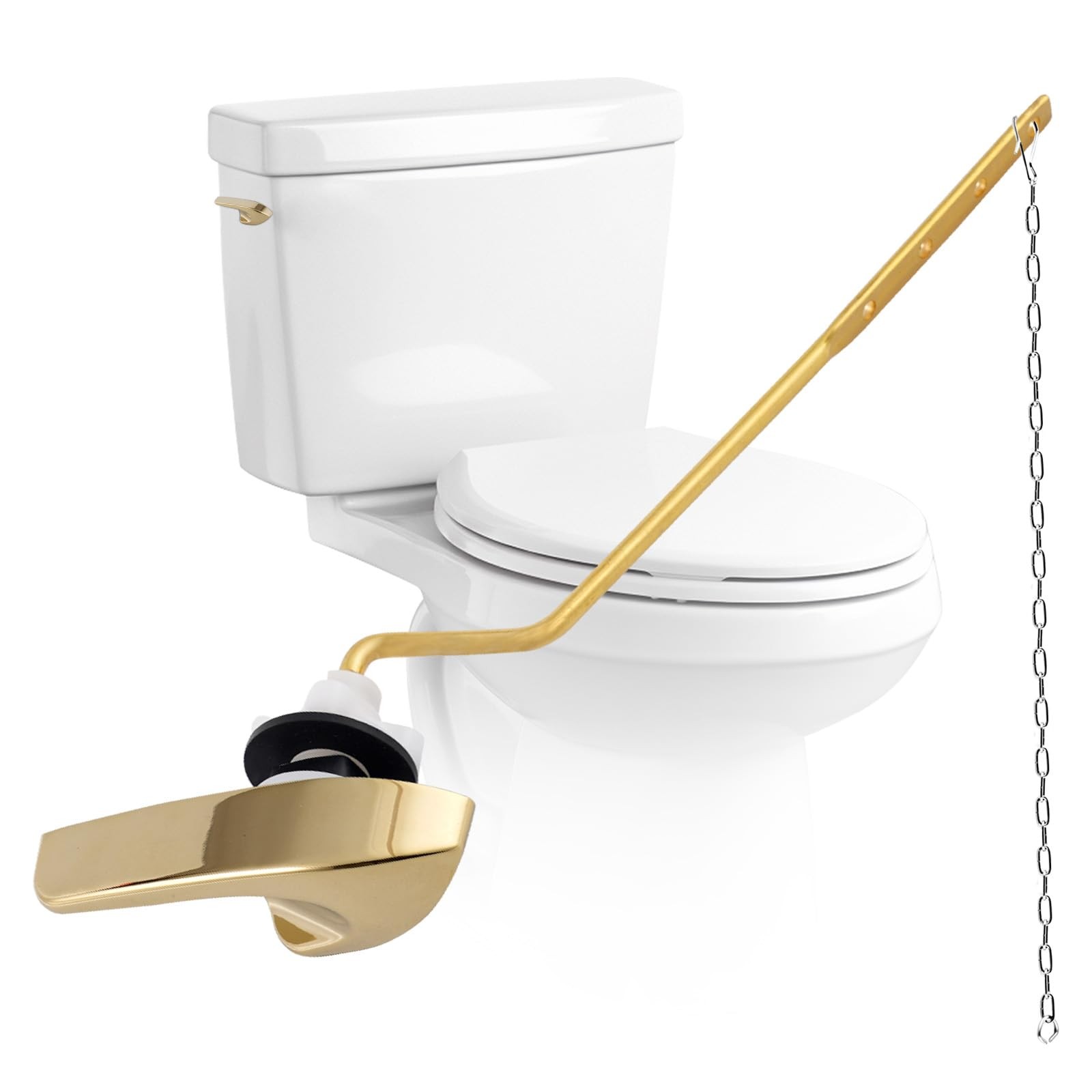 Universal Polished Gold Toilet Handle Replacement Kit, Side/Angle Mount Toile…