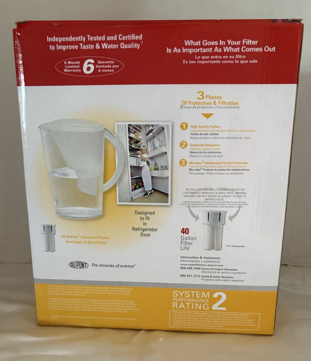Dupont WFPT075X Vista Water Pitcher with 40 Gallon Filter Cartridge NEW
