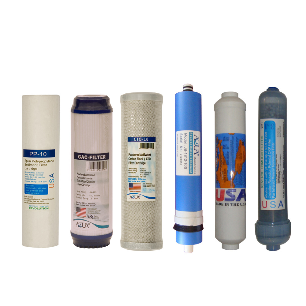 Full 6 stage Reverse Osmosis Replacement Filter set with 50/75/150 GPD membrane
