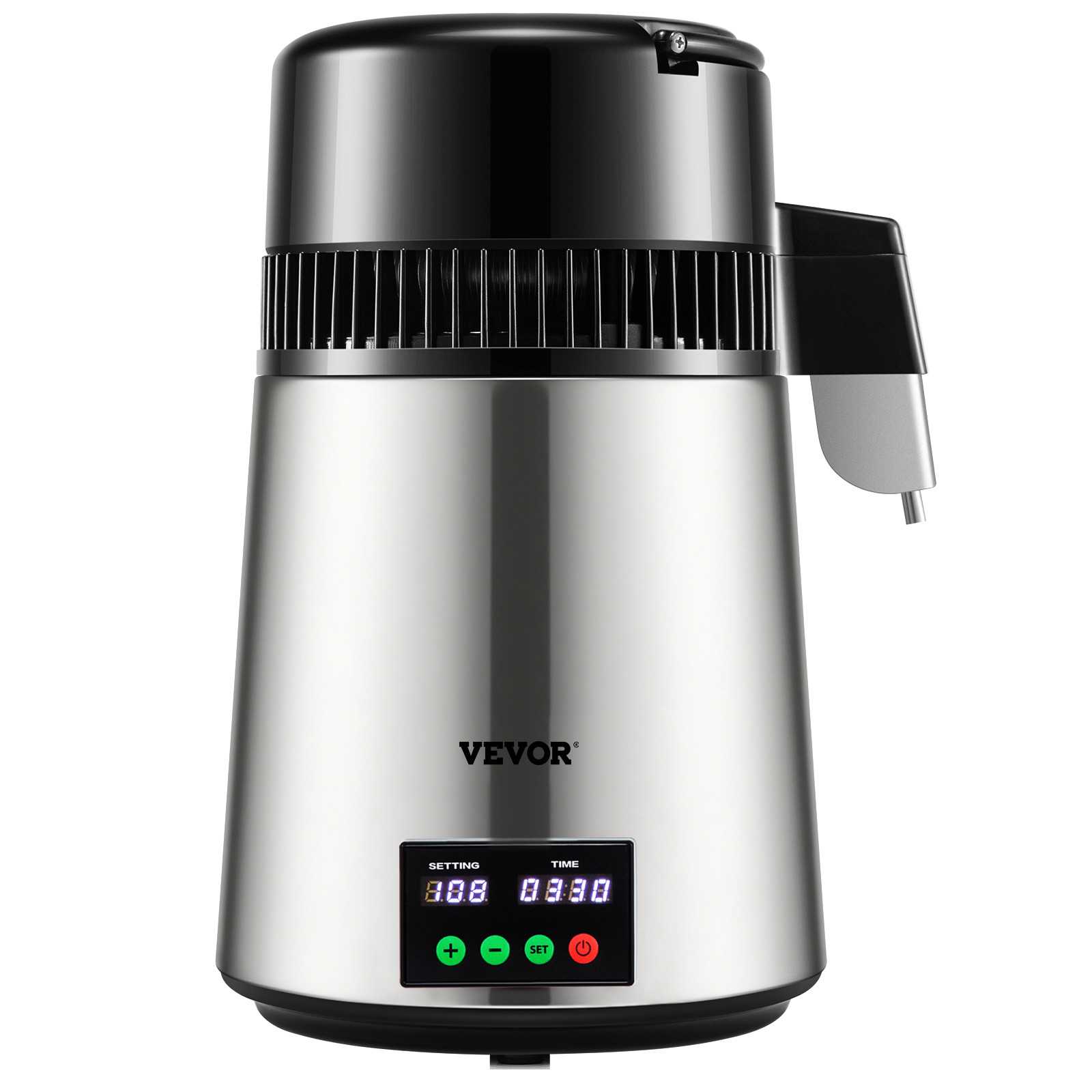 VEVOR 4L Water Distiller 1L/H Distilled Water Maker Timing & Temp Display Silver