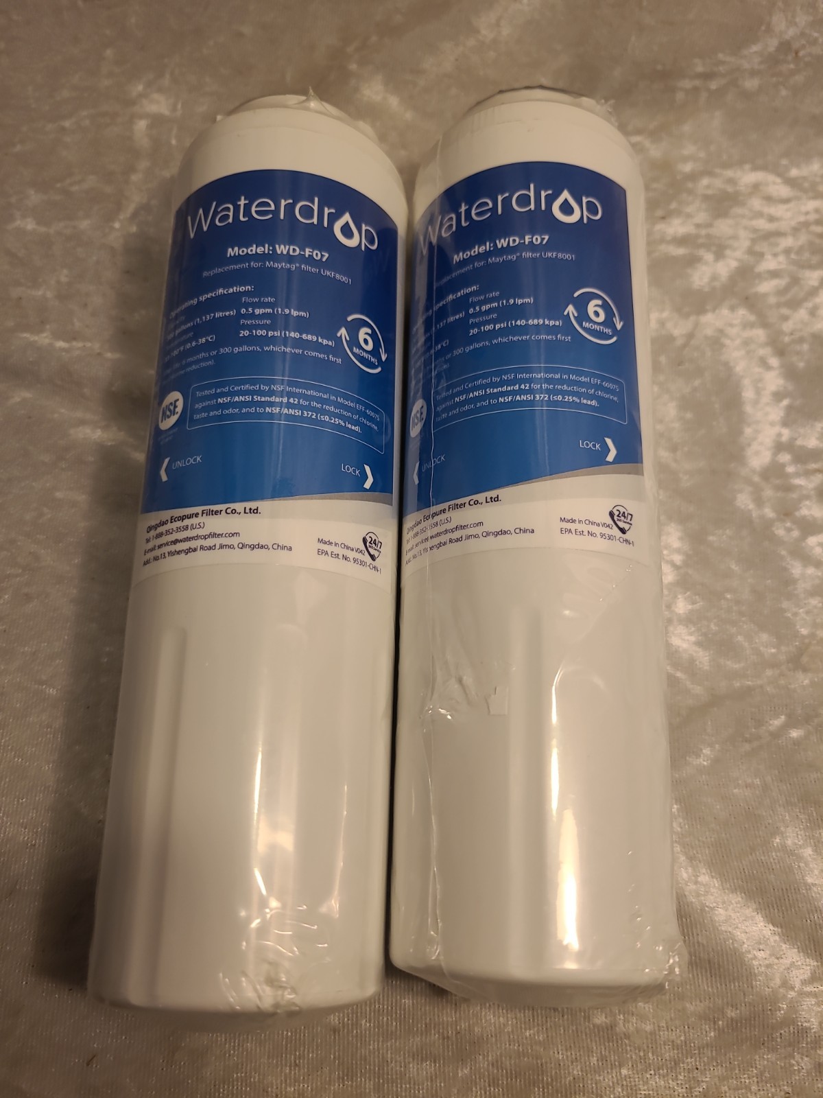 2 New Sealed Waterdrop WD-F07 Replacement For GE MSWF Refrigerator Water Filter