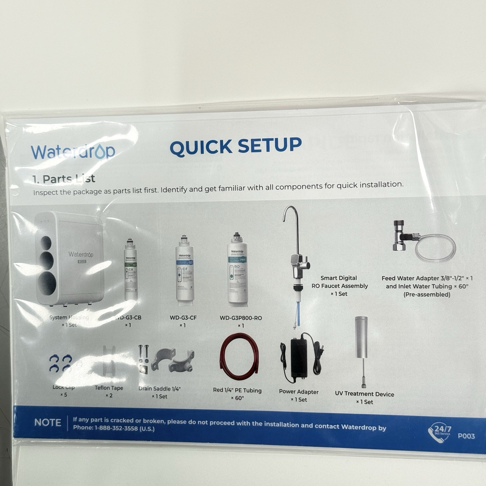 Waterdrop G3P800 Reverse Osmosis System, 800 GPD Fast Flow, 3:1 Pure to Drain