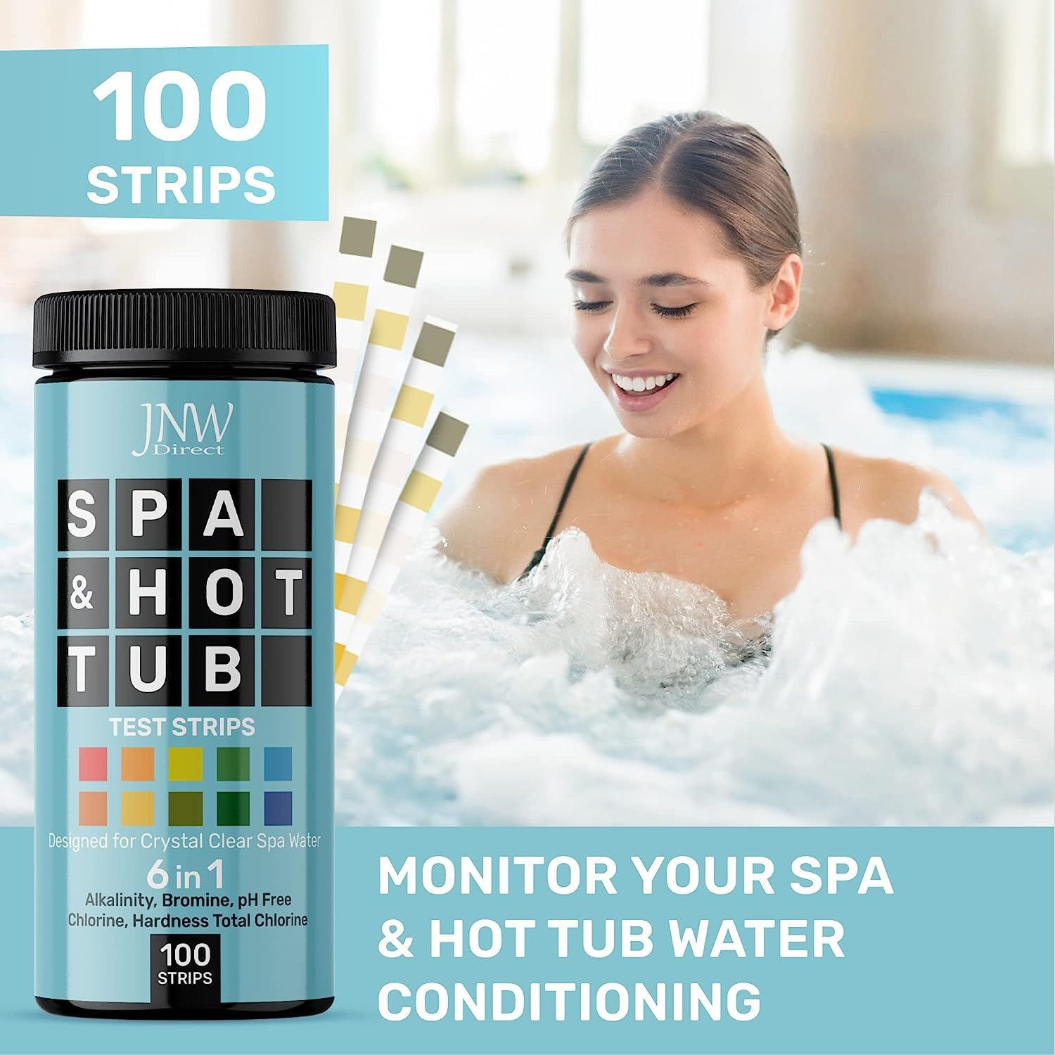 Hot Tub and Pool Test Strips – 6in1 Quick & Accurate Tub, Spa, 100