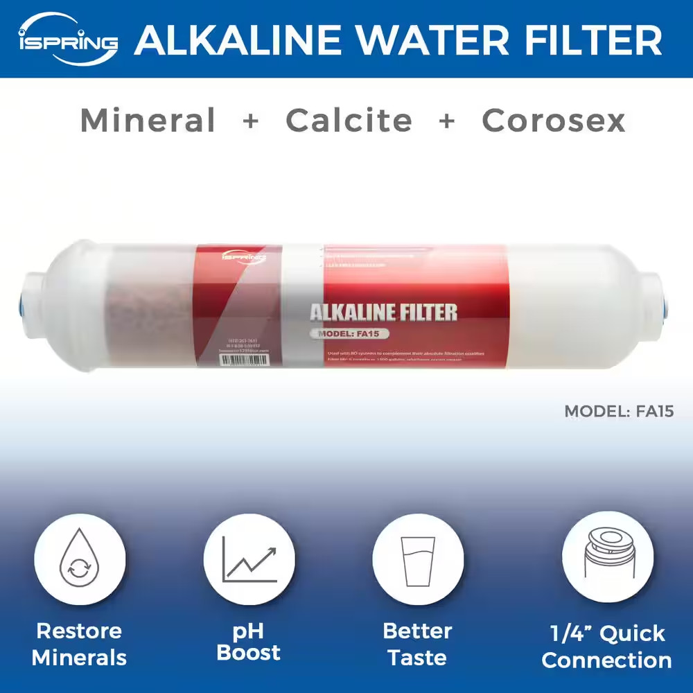 FA15 10 In. Inline 3-Layer Alkaline Replacement Water Filter Cartridge with Mine