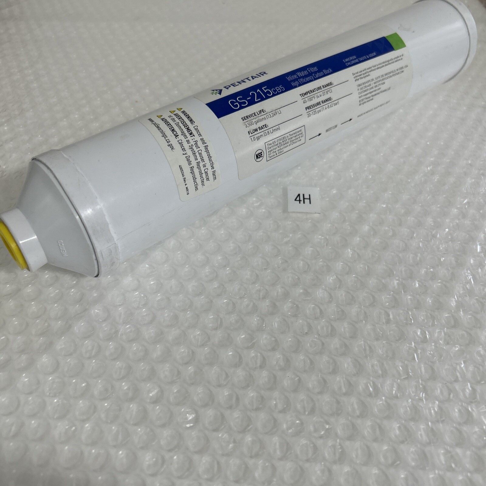 Pentair Pentek GS-215CB5 Inline Water Filter 3,500 Gal 1.0GPM 40-100°F 20-125PSI