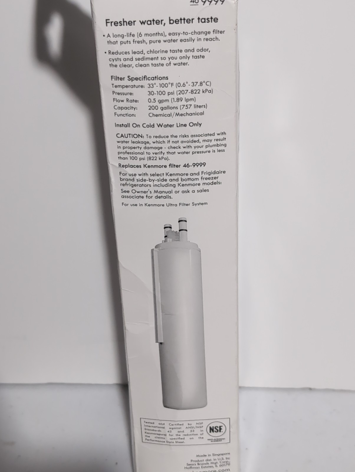 Kenmore 46-9999 Water Filter Cartridge Replacement NEW SEALED