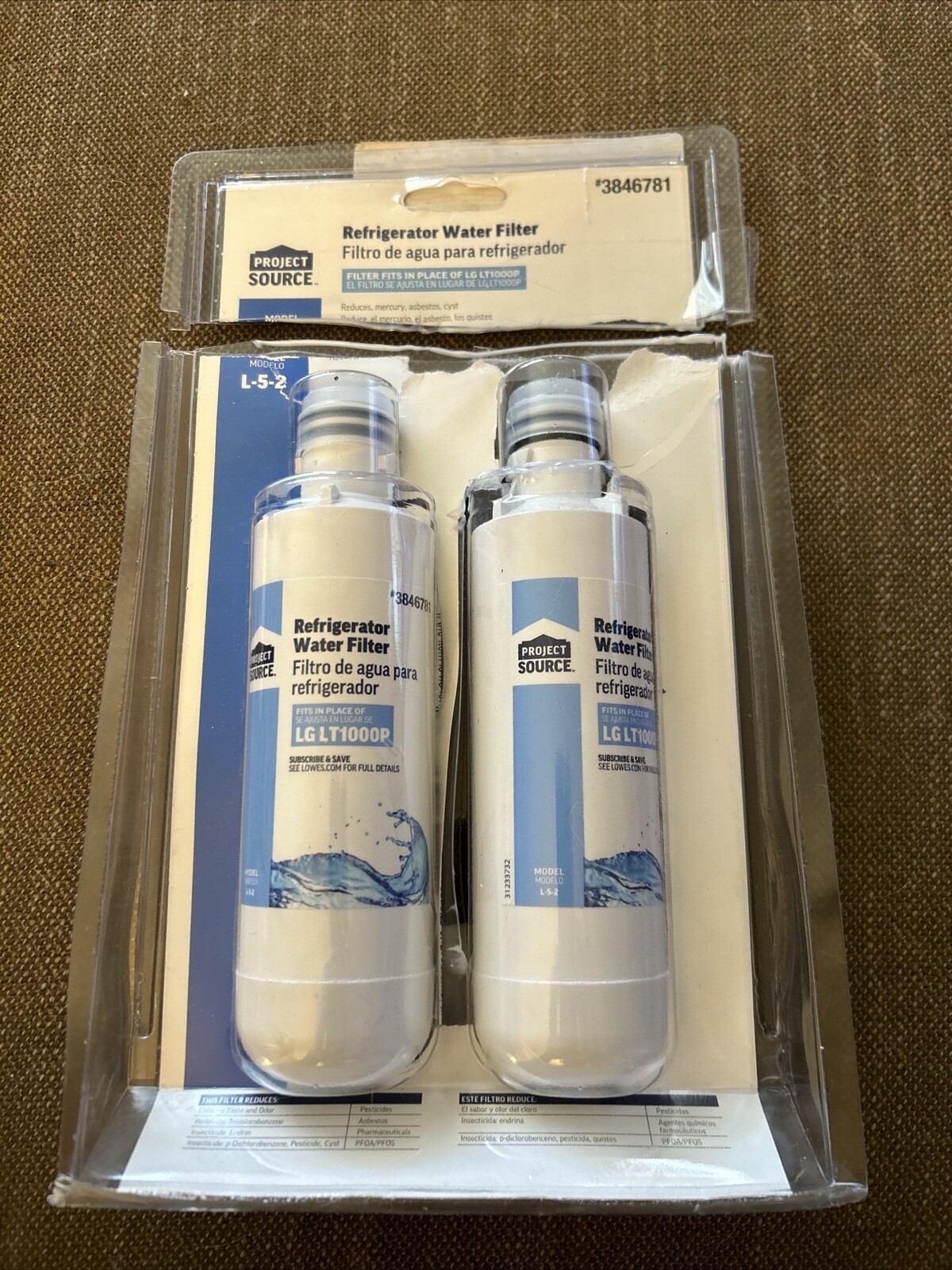 Project Source 6-Month Twist-in Refrigerator Water Filter L-5-2 Fits LG LT1000P