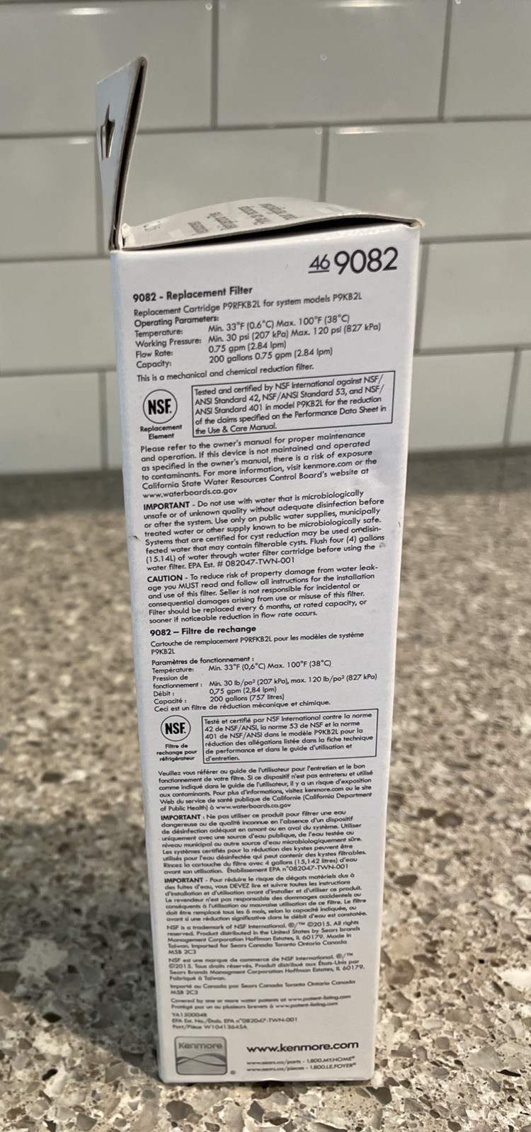 Kenmore 9082 Replacement Refrigerator Filter 46-9082 or 46-9903 NEW in Box NIB!
