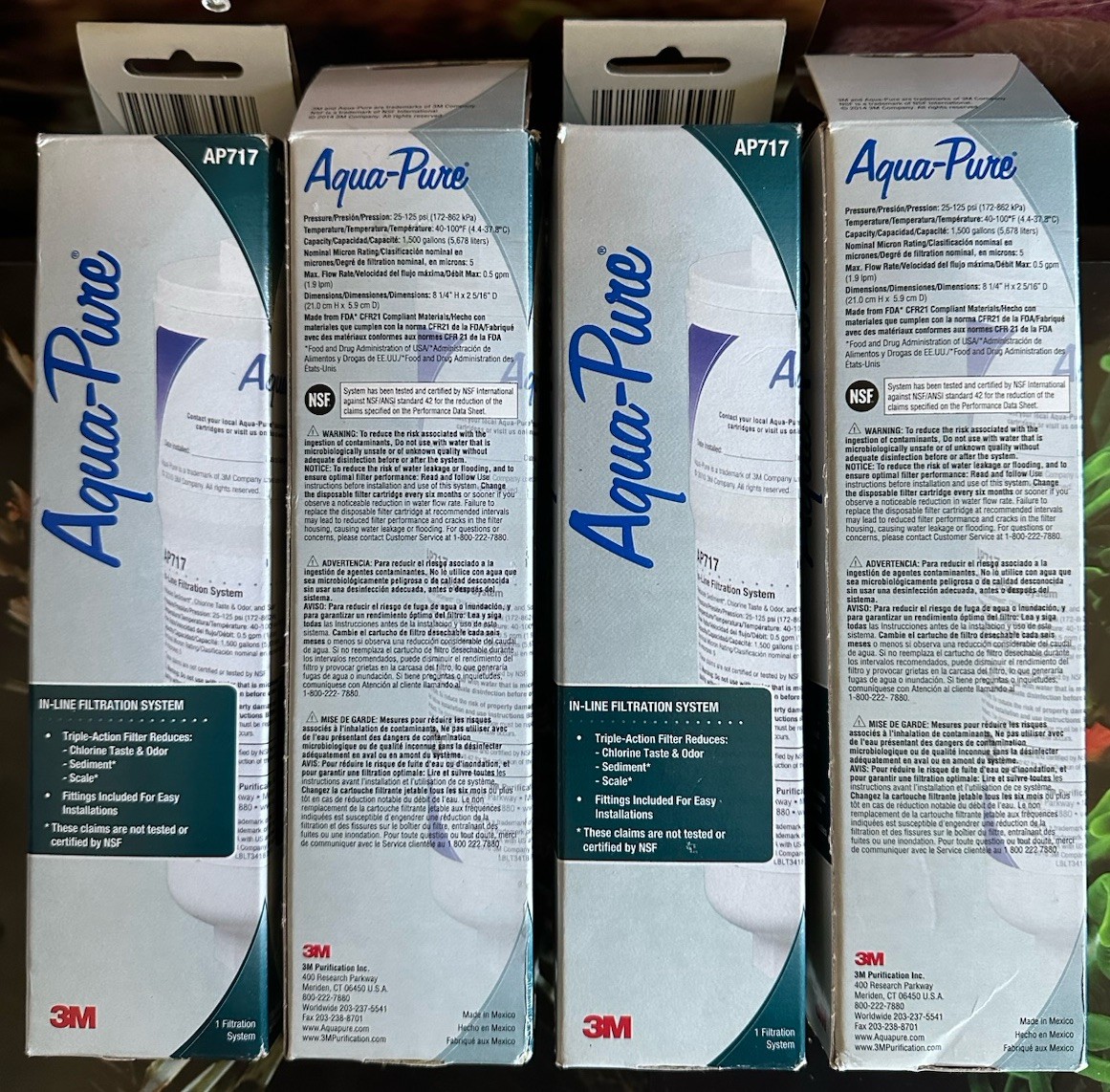 4x 3M Aqua-Pure AP717 In-Line Water Filters Chlorine Odor Sediment Scale 1500gal