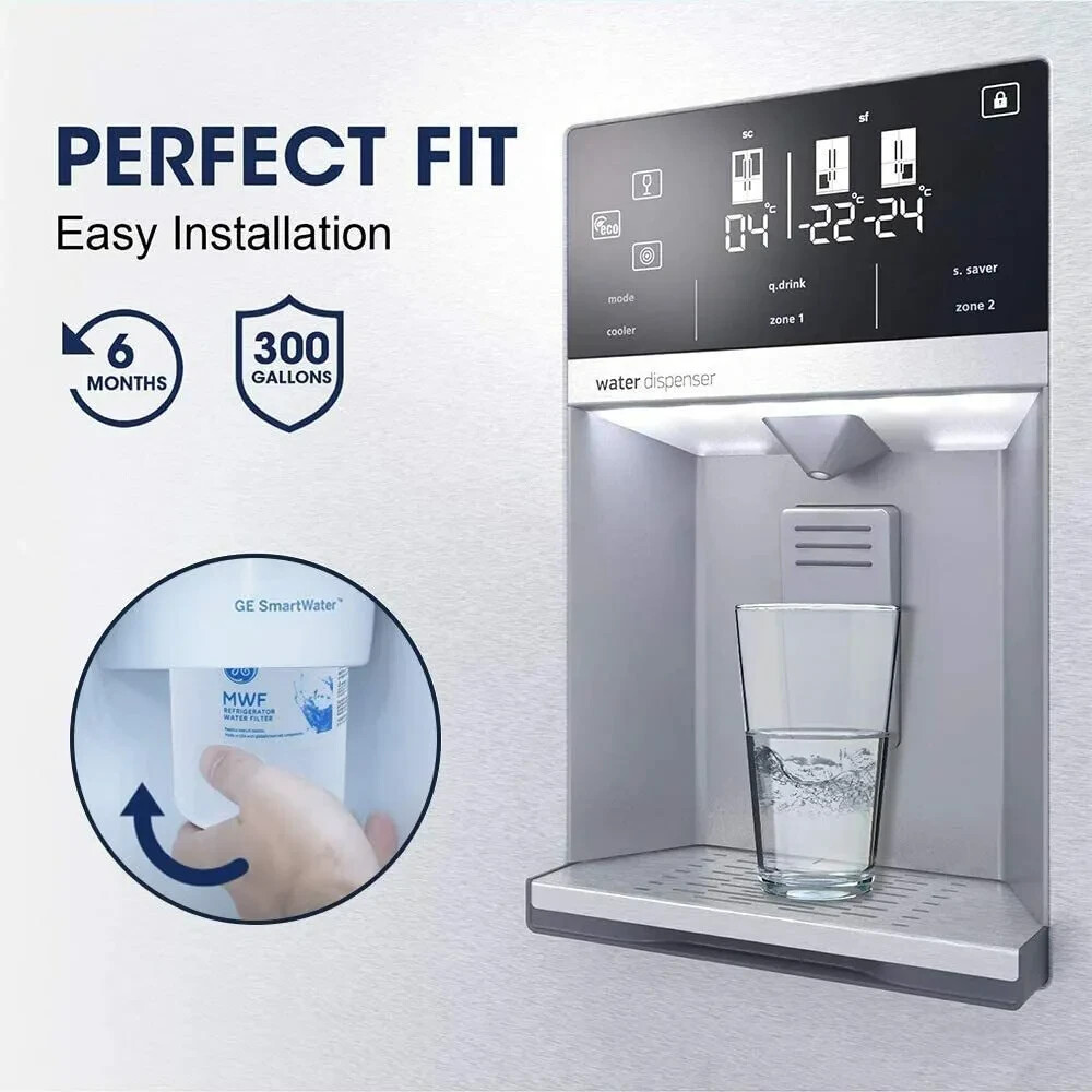 4 PACK NEW GE MWF Genuine 46-9991 MWFP Smartwater Fridge Water Filter,Brand,US
