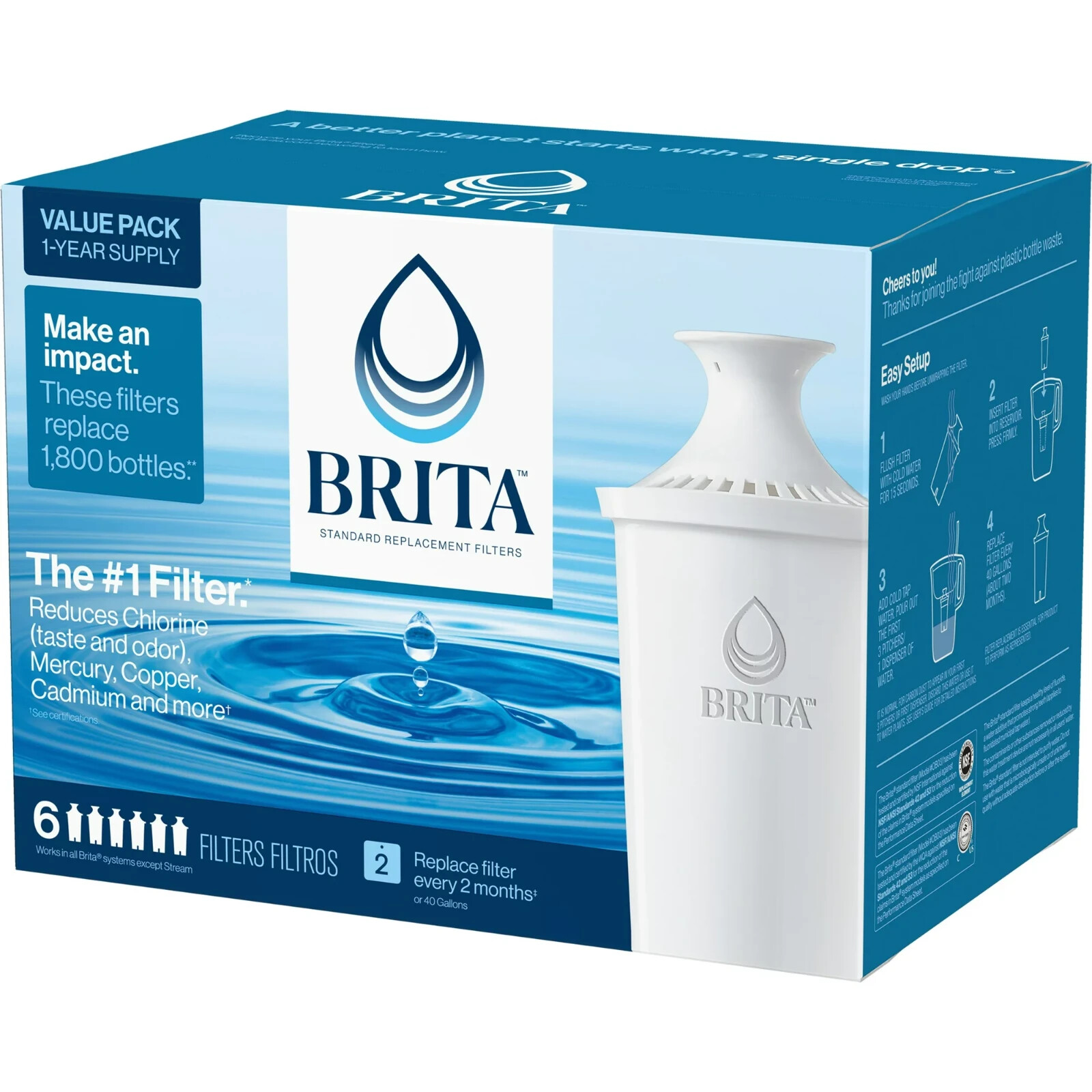 Brita 6-PK STANDARD REPLACEMENT FILTER | PITCHERS & DISPENSERS Water Filtration