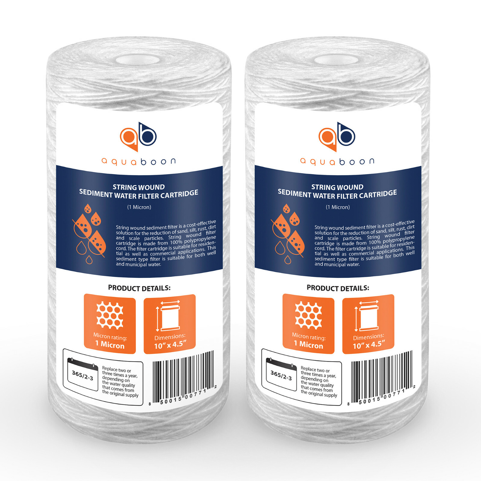 2PK of 10″ Big Blue String Wound Sediment Water Filter Cartridge 1µm by Aquaboon