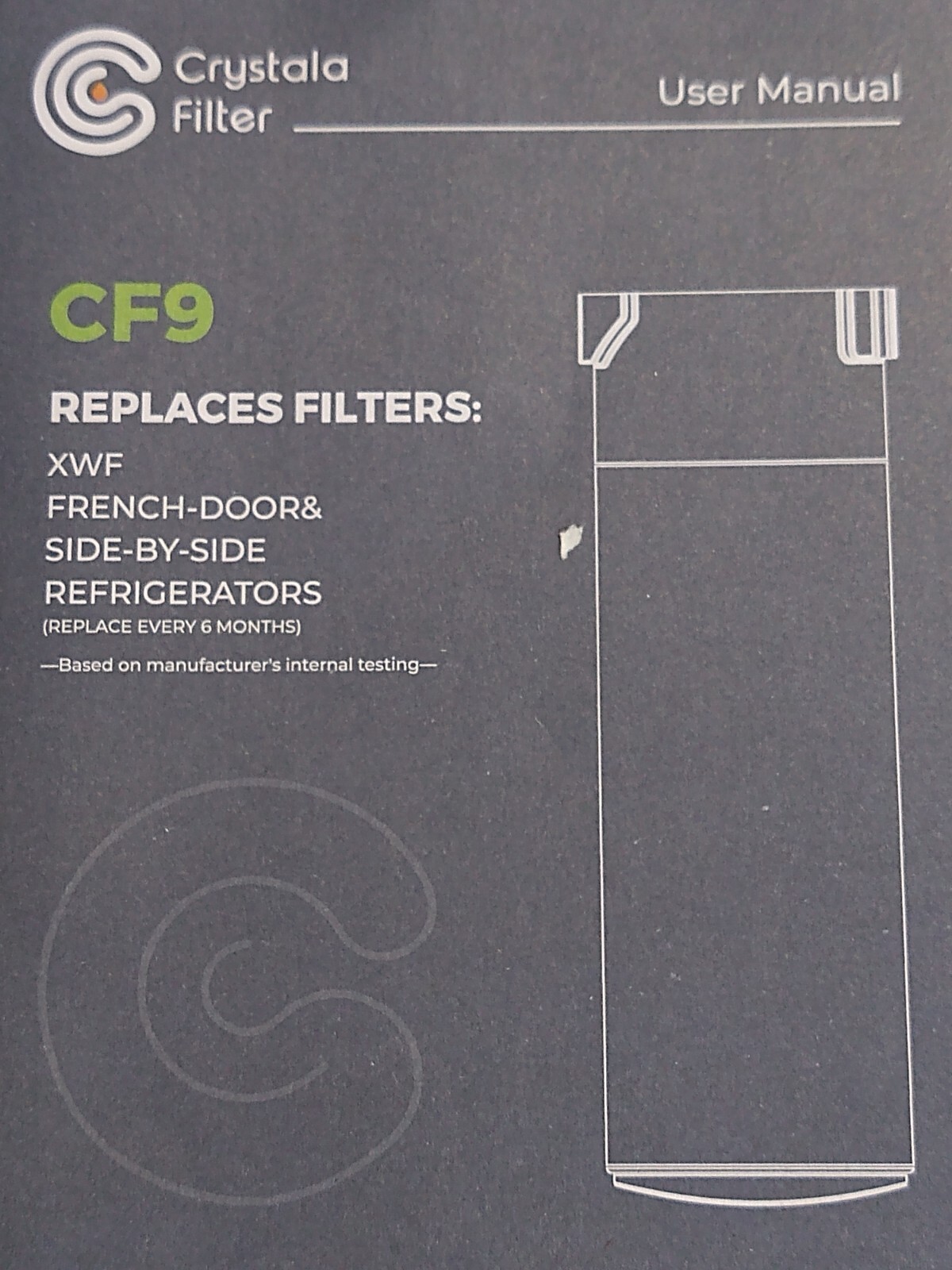 Crystala Filters 5 Pack Replaces Filters XWF, French Door & Side-by-side CF9 New