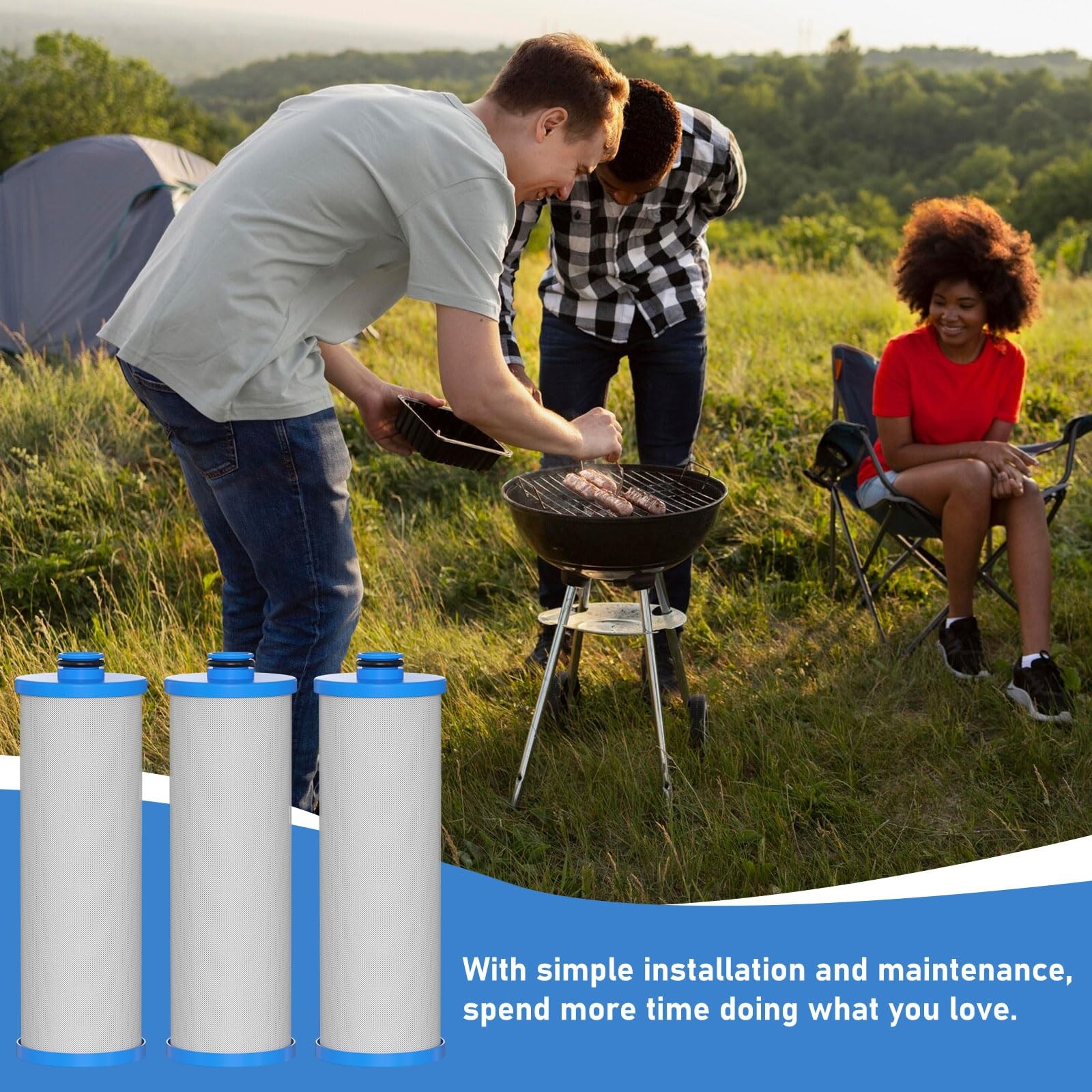 Vickmons KW1 RV Water Filter Cartridge 2.5x10in Compatible with RCS/FR1 3Pack