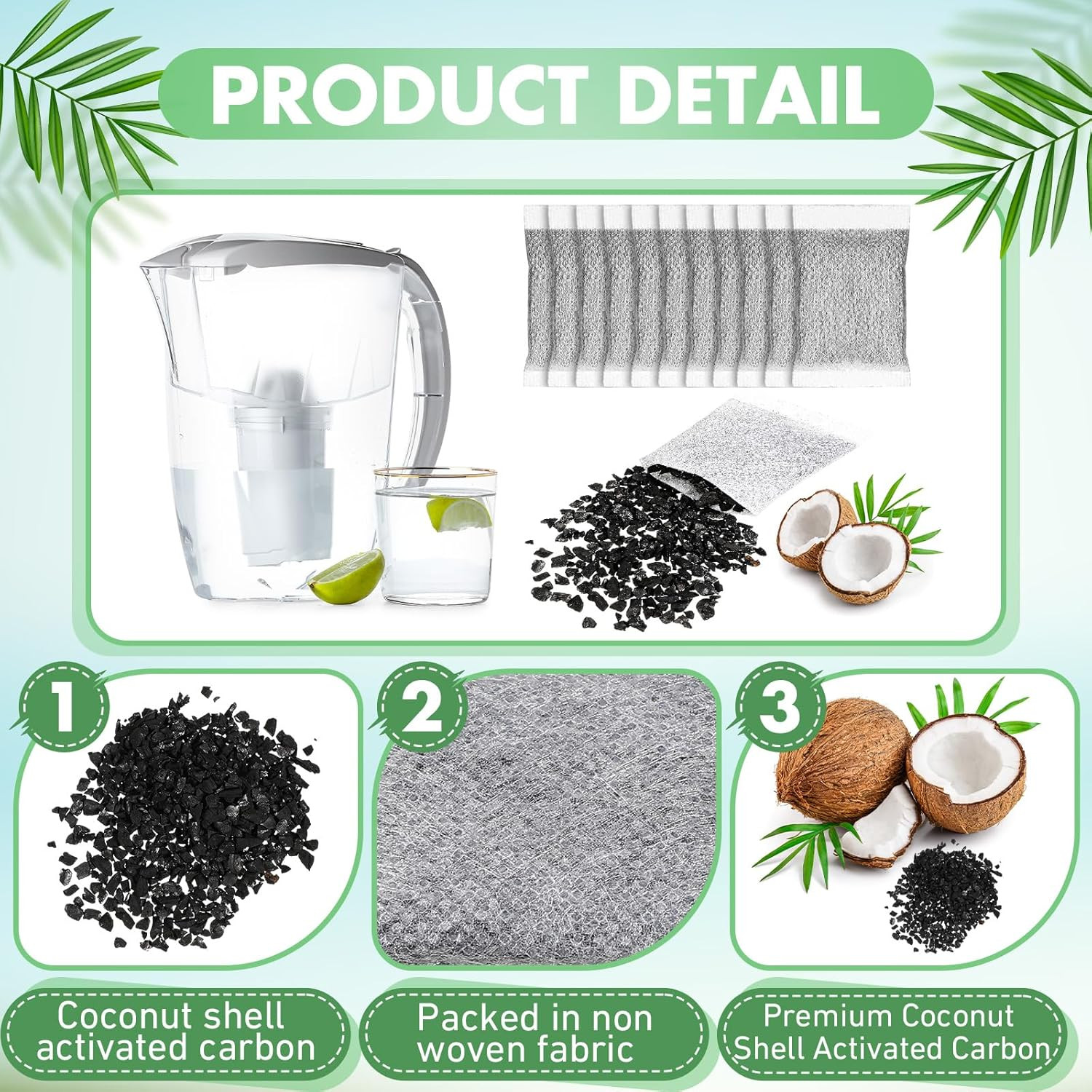 100 Pcs Activated Charcoal Water Filter Coconut Shell Distiller Filters Activate