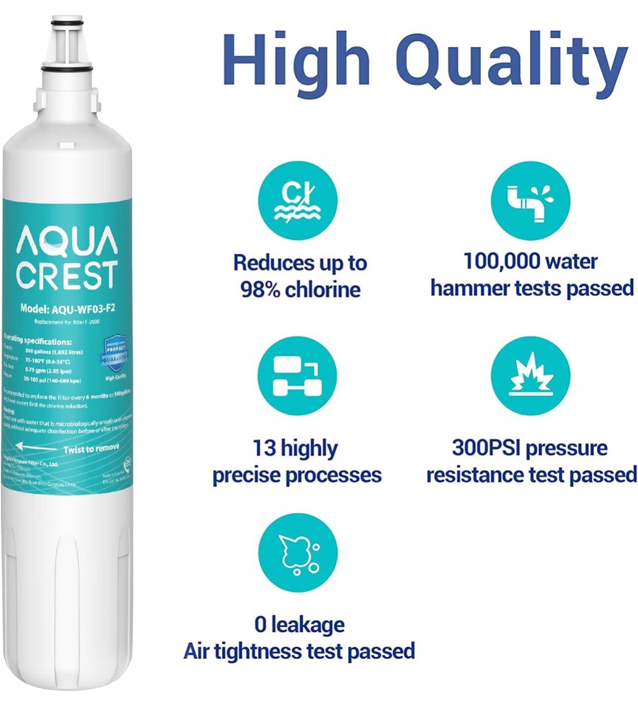 AQUA CREST F-2000, F-1000 Water Filter, Replacement for Sub-Zero 4204490, 429051