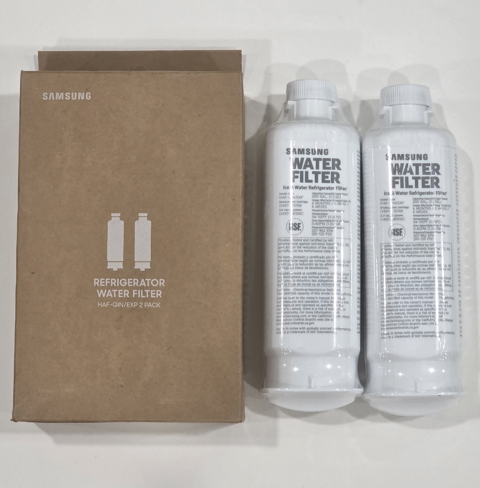 Samsung Genuine HAF-QIN Refrigerator Water Filter DA97-17376B HAF-QIN/EXP 2 Pack