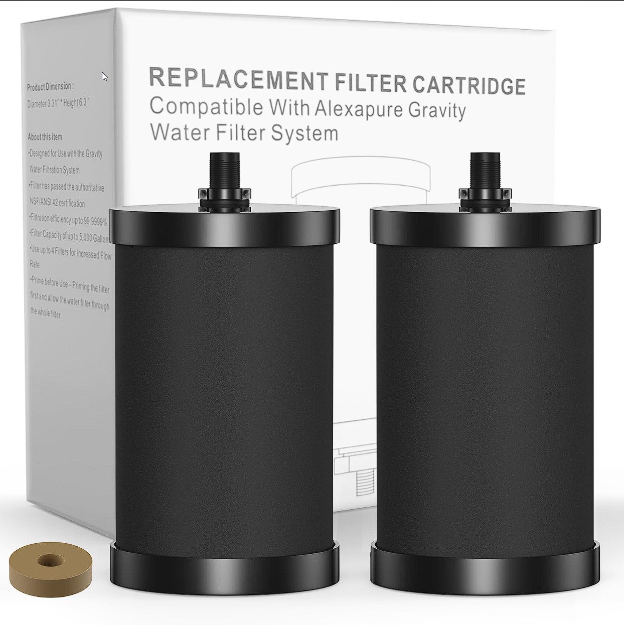 Alexapure 2387 Pro Water Filter Replacement 3-Stage Filtration Reduces Chlorine