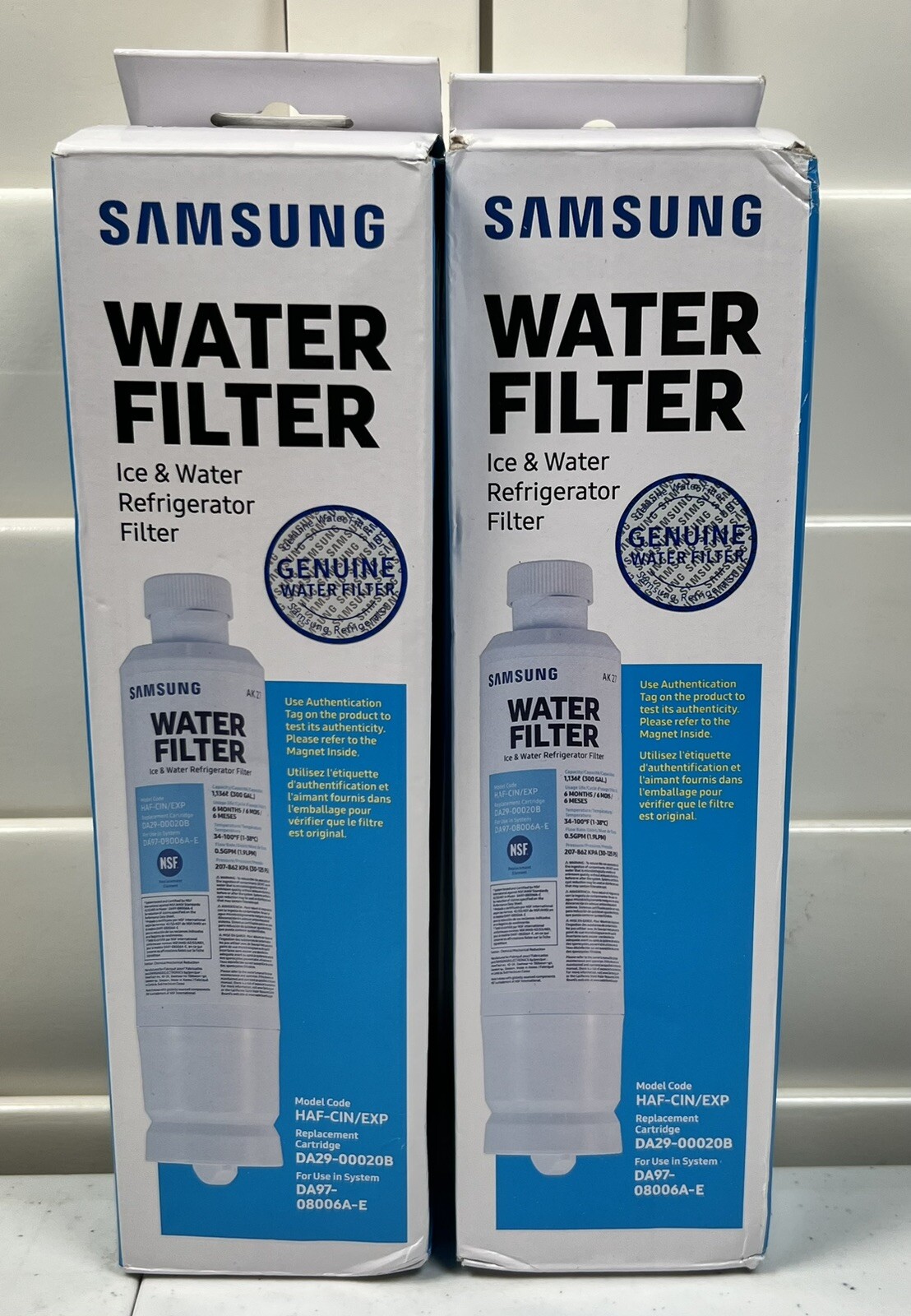 2 PACK Genuine Samsung DA29-00020B HAF-CIN/EXP Refrigerator Water Filter (New)