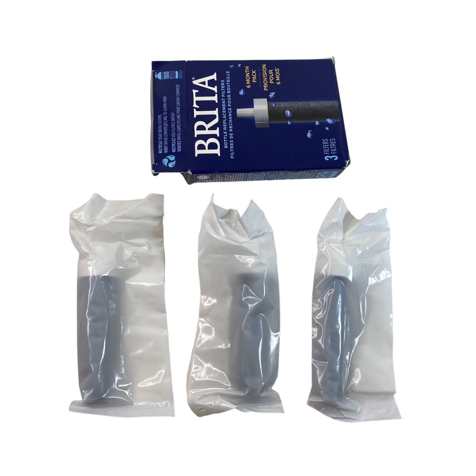 BRITA Bottle Replacement Filters 3 Filters 6 Months Pack Supply New Sealed OEM