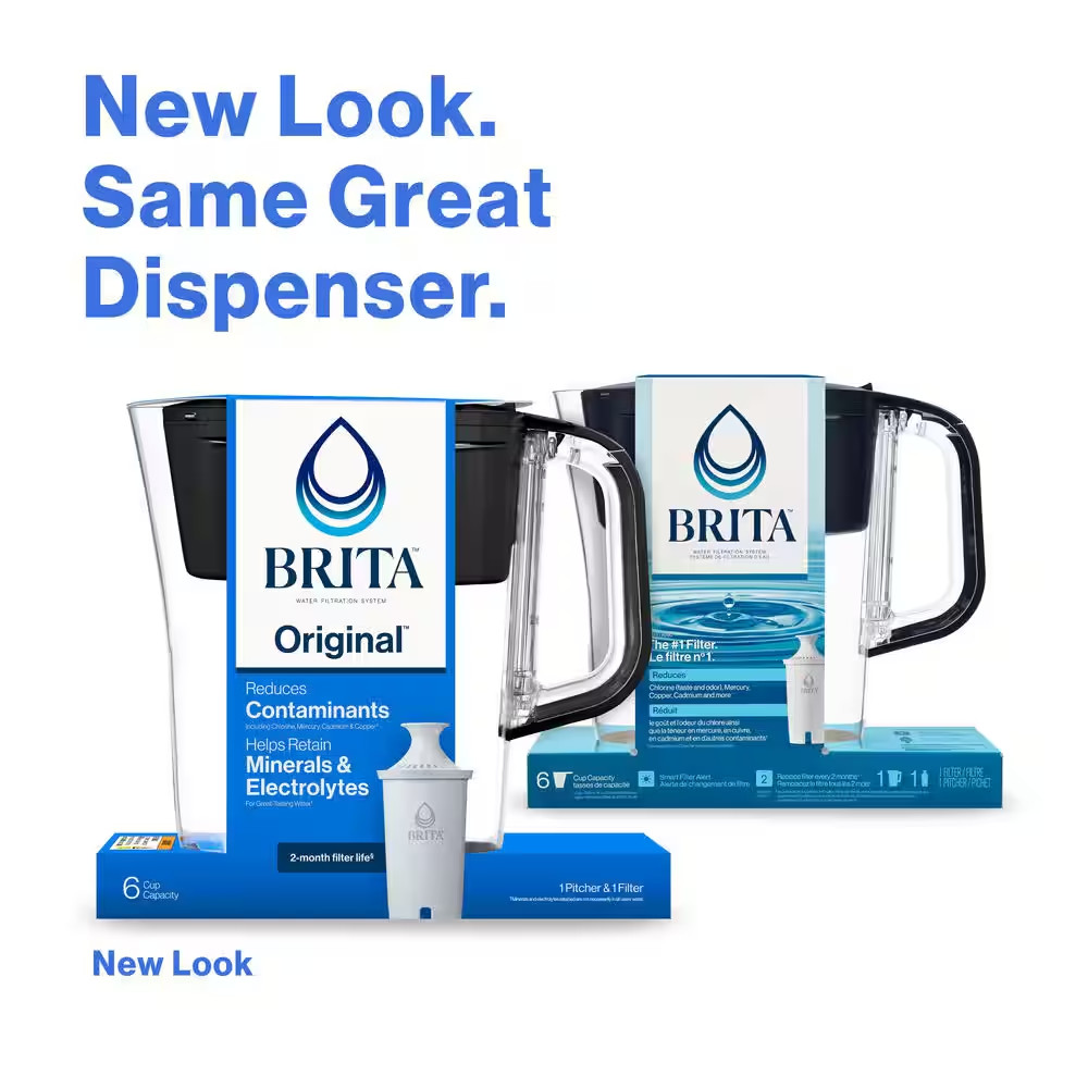 Denali 6 -Cup Small Water Filter Pitcher in Black with 1-Standard Filter, BPA Fr