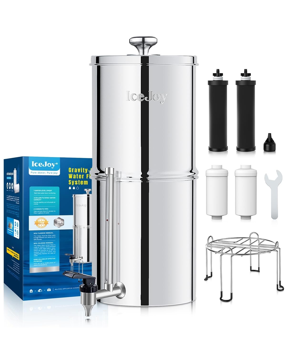 8-Stage Gravity Water Filtration System 3.0 Gallon-304 Stainless Steel Counte…