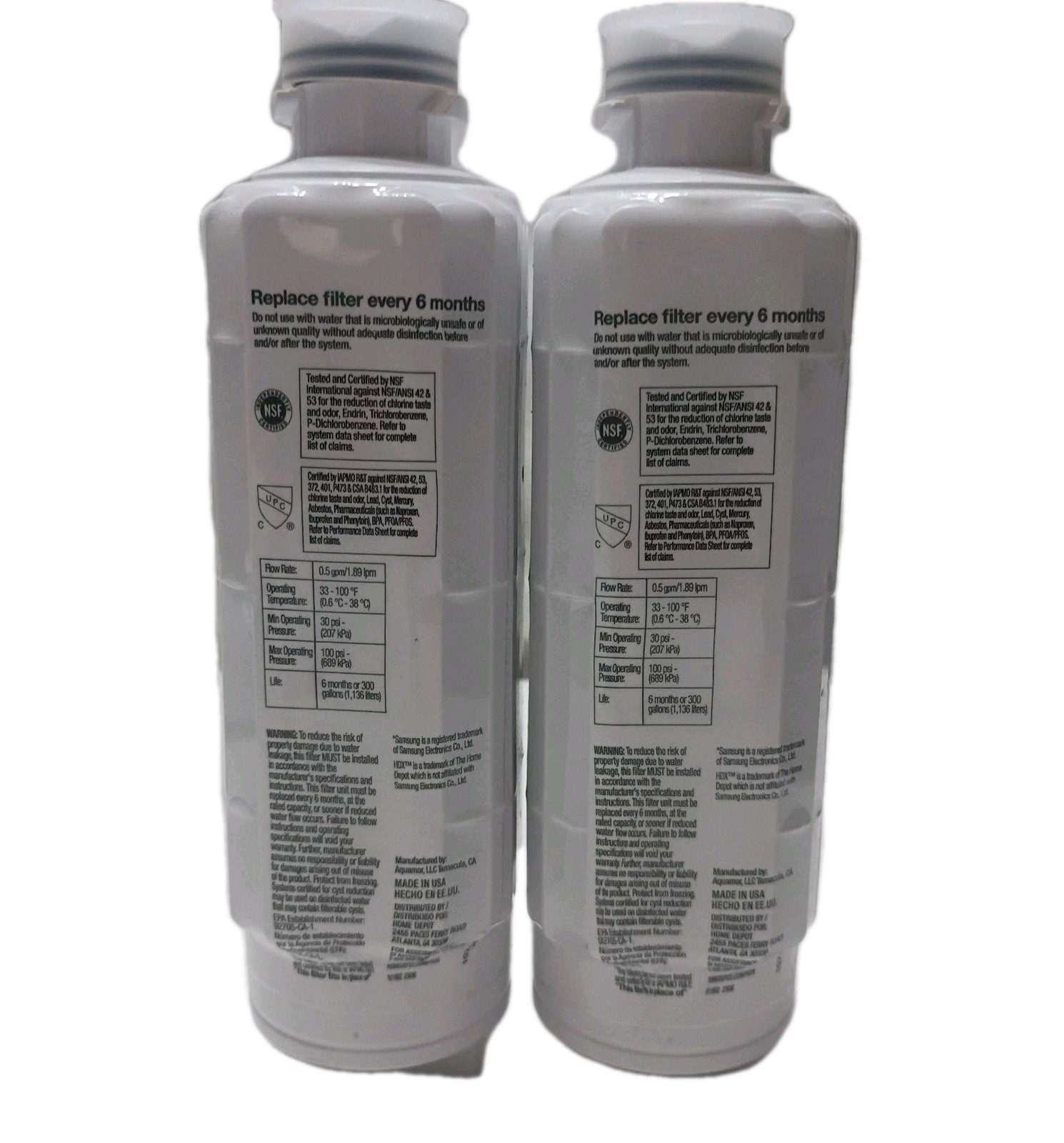 HDX FMS-4 Refrigerator Water Filter Replacement for Samsung HAF-QINS, 2 Pack
