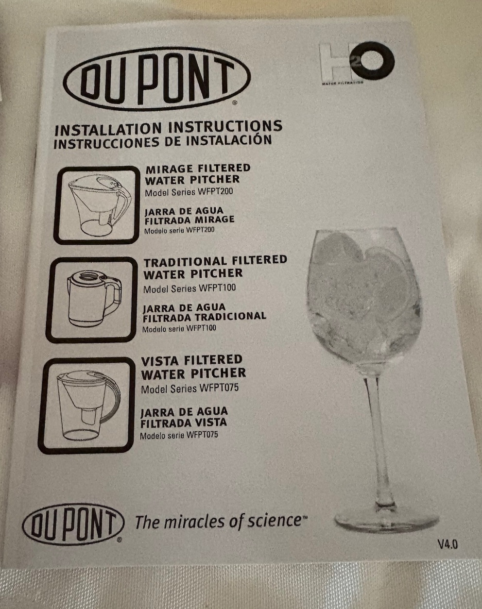 Dupont WFPT075X Vista Water Pitcher with 40 Gallon Filter Cartridge NEW