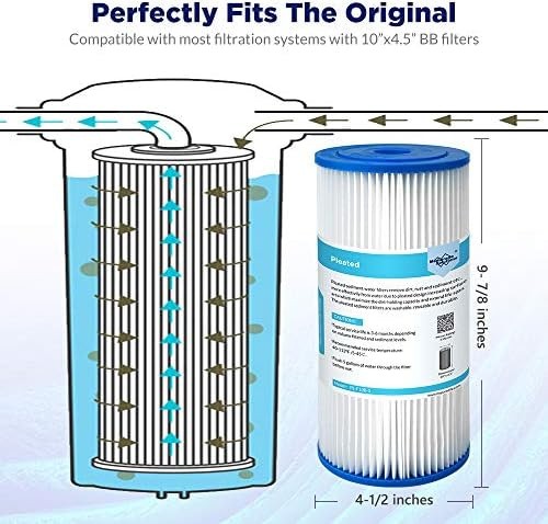 Membrane Solutions 20 Micron Pleated Water Filter Home 10″x4.5″ Whole House H…