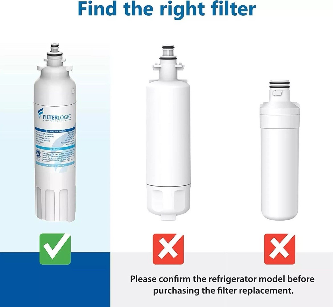 FilterLogic ADQ73613401 Refrigerator 2 Water Filter Replacements for LG® LT800P®