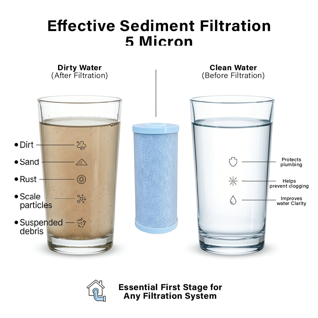 Whole House Water Filter System 10″x4.5″ Big Blue 1″ NPT w/ Sediment Filter