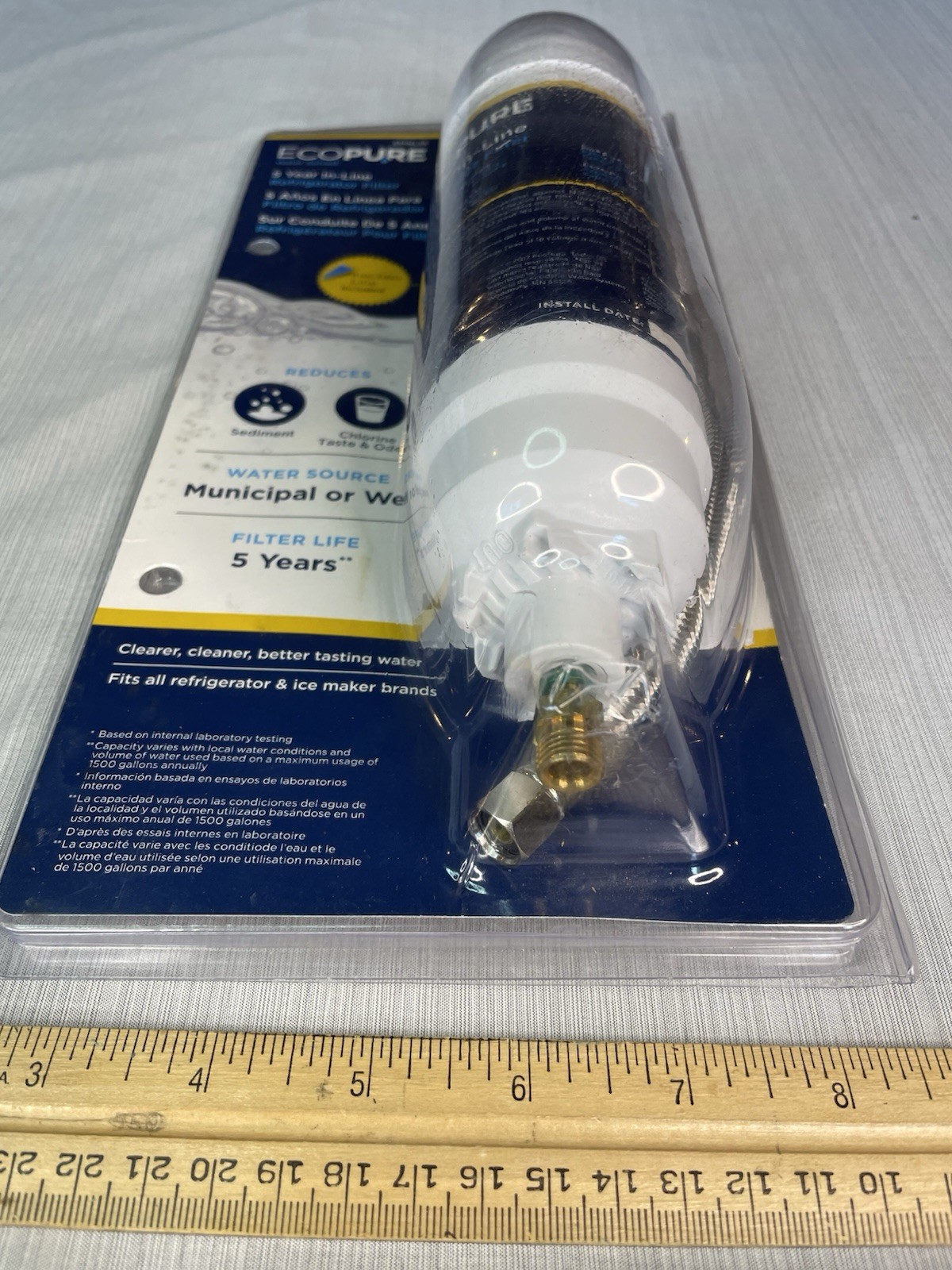 EcoPure EPINL35 Universal 5 Year Lifespan InLine Refrigerator Water Filter *NEW*