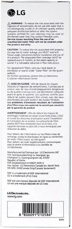 LG LT1000P – 6 Month / 200 Gallon Capacity Replacement Refrigerator Water Filter