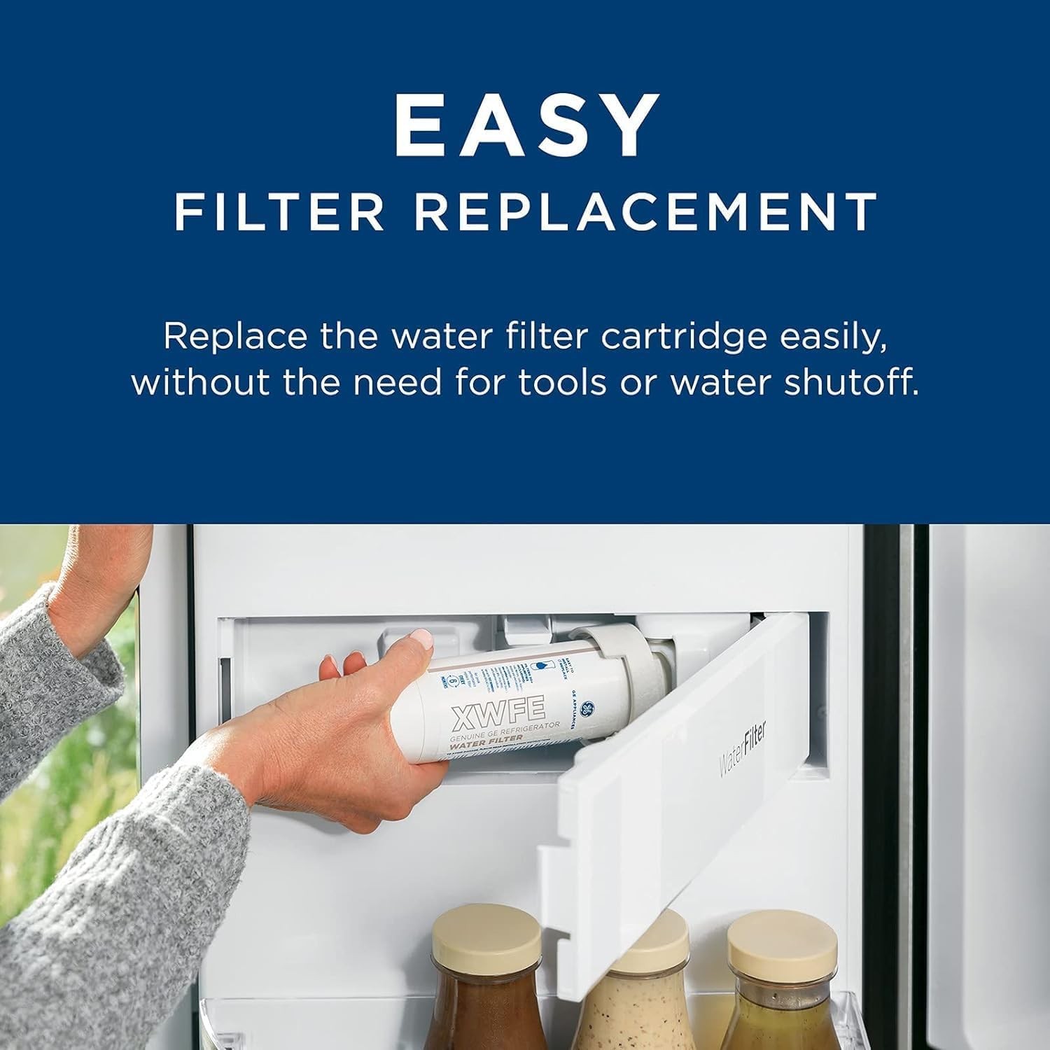 Genuine GE XWFE Refrigerator Water Filter – White OEM Original With RFID Chip