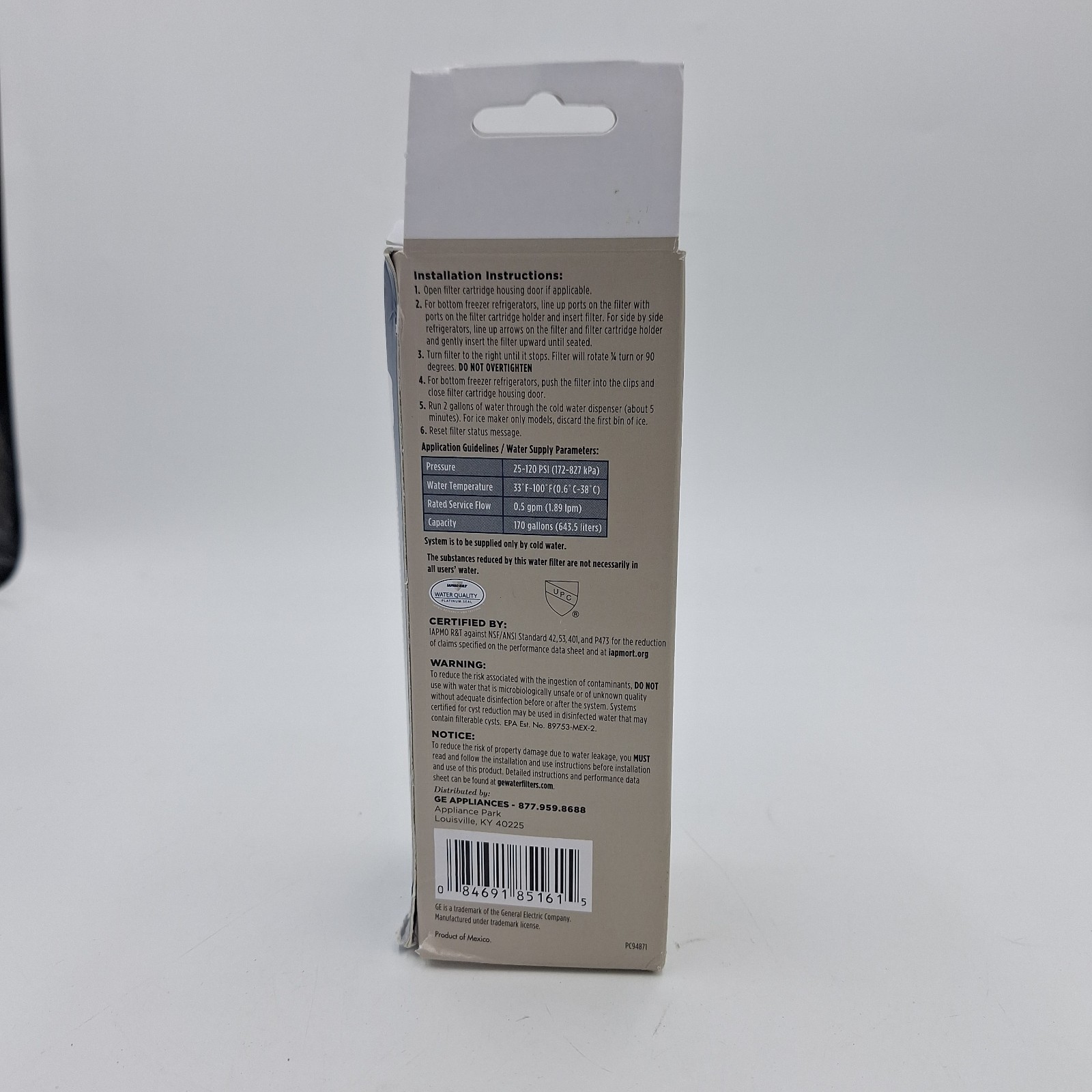 GE XWFE Refrigerator Water Filter White New Box Damage