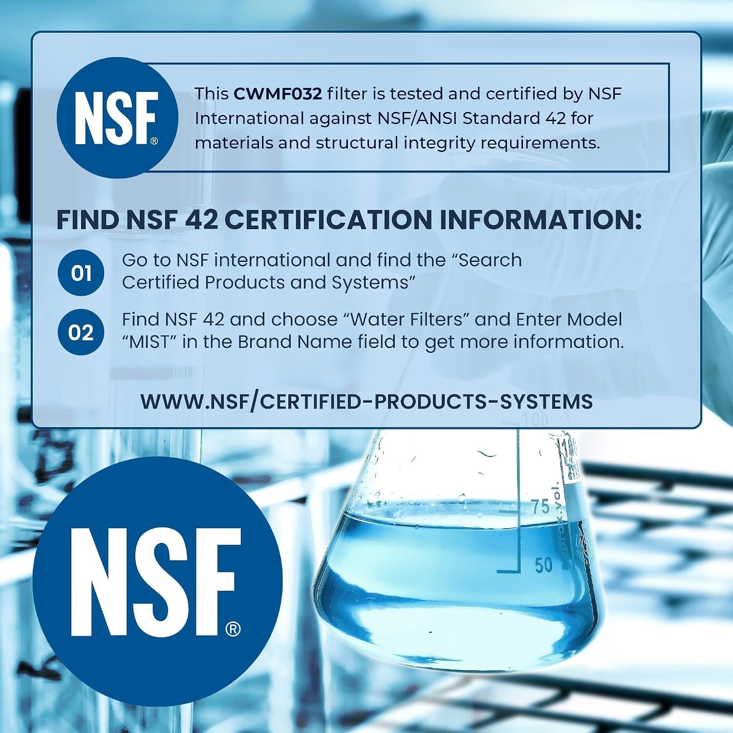 MSWF Refrigerator Water Filter Replacement – NSF Certified & Chlorine Reducing