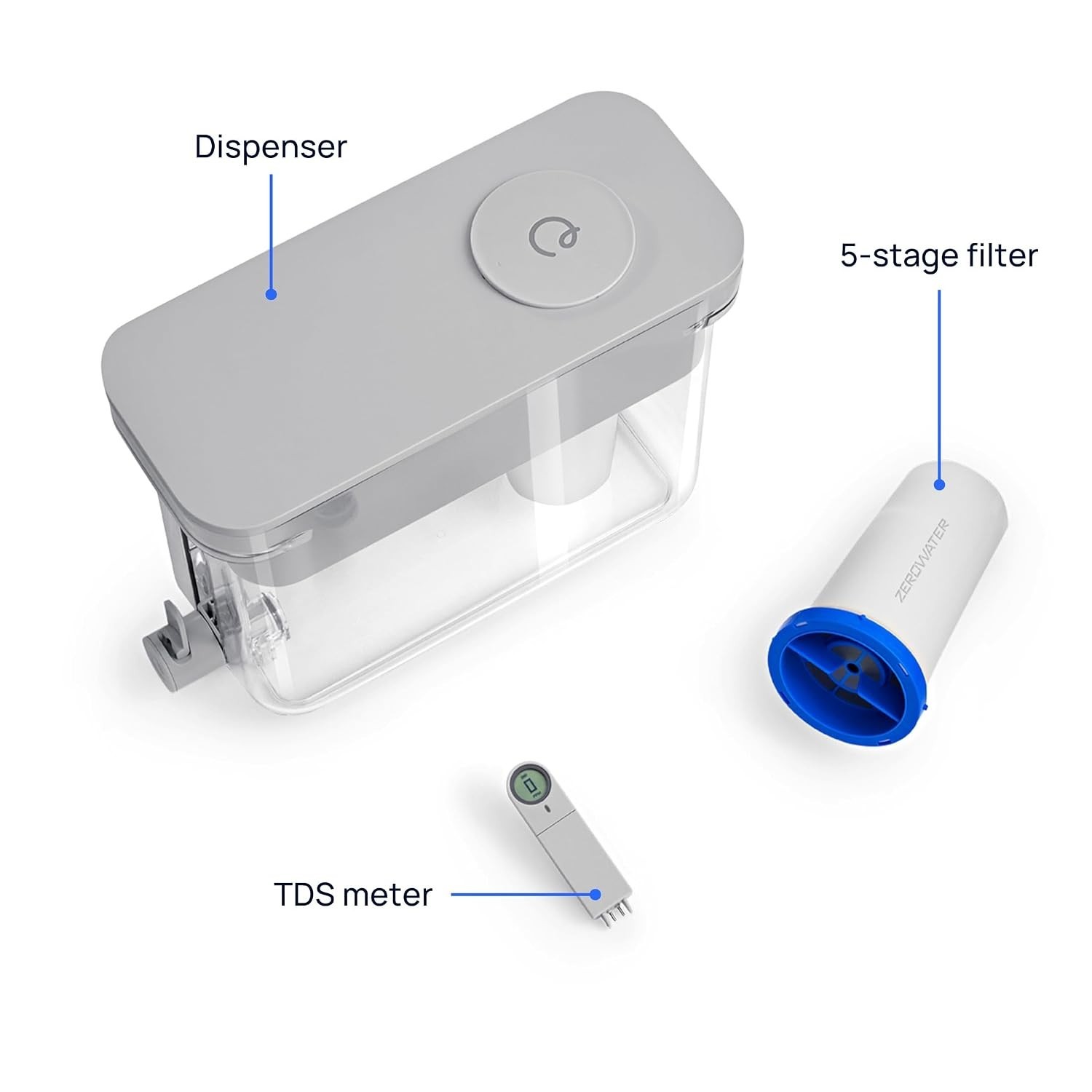 with ZeroWater Technology 33-Cup Water Filter Dispenser – Includes 5-Stage Ad…