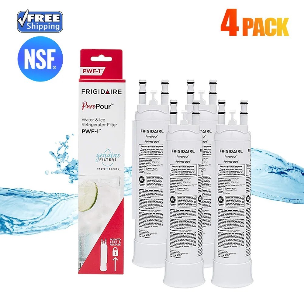 4 Pack Frigidaire PWF-1 FPPWFU01 Refrigerator PurePour Water &Ice Filter New