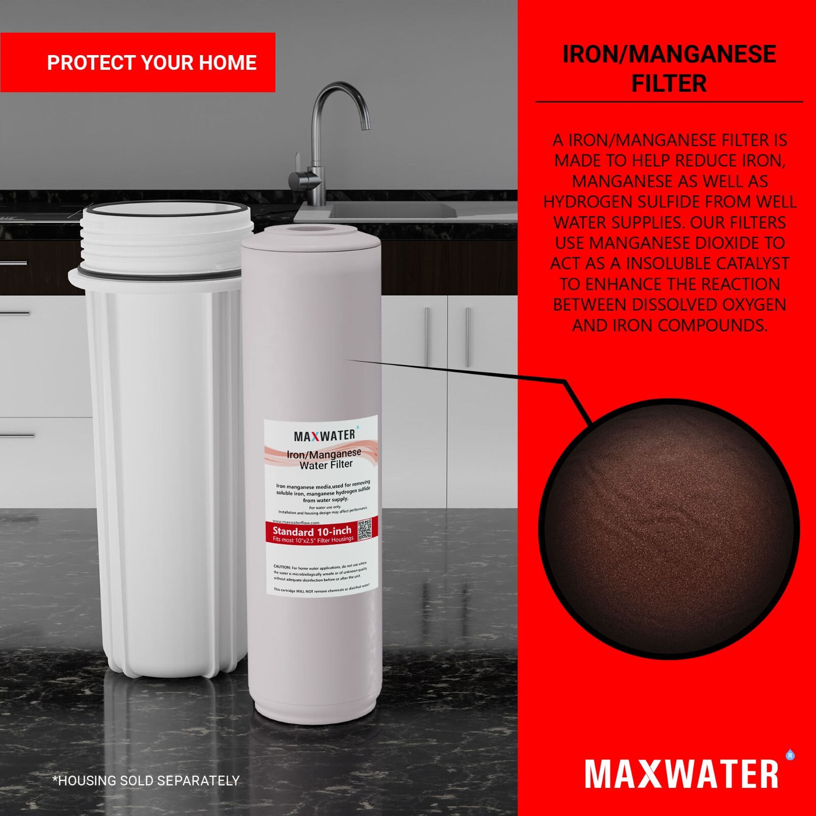 Max Water Whole House Water Filter Replacement Set Sediment, Iron Manganese, CTO