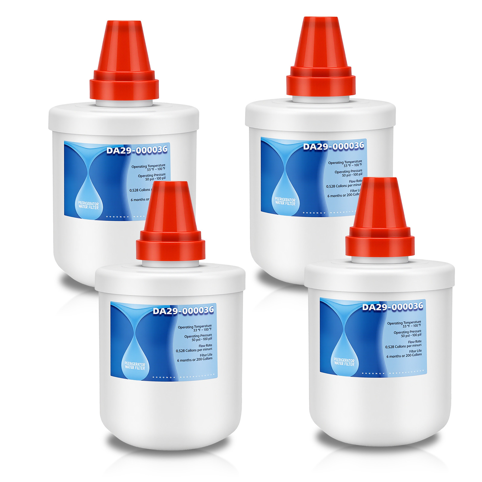 4-Pack DA29-00003G Refrigerator Water Filter Replacement for Samsung HAFCU1/XAA