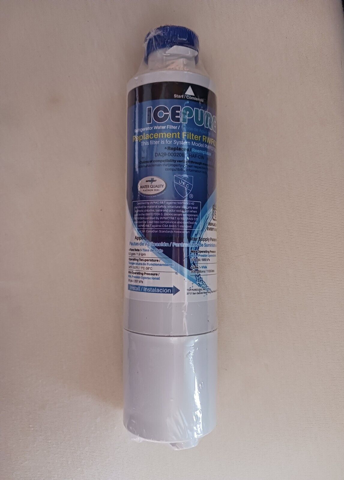 Icepure Refrigerator Water Replacement Filter RWF4700A