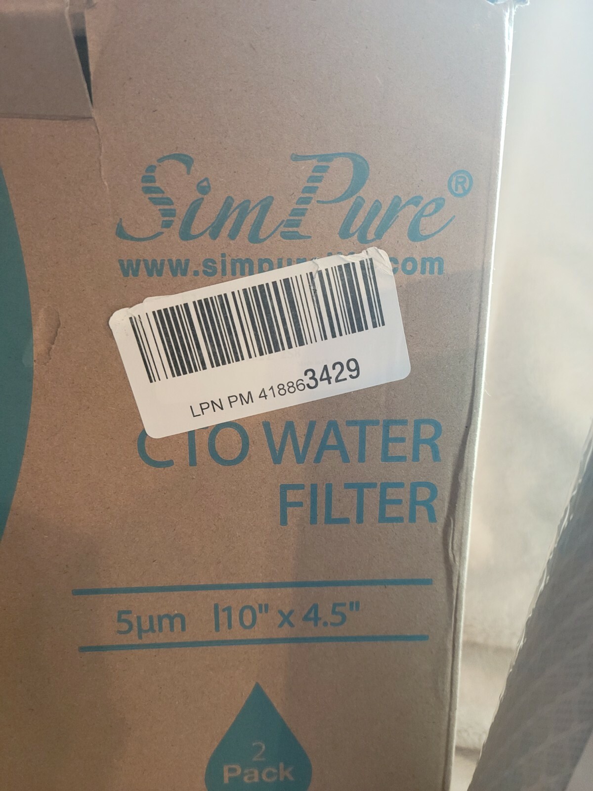 Simpure Water Filter 10×4.5 2 pk new in shrink wrap. Opened box to photo. CTO