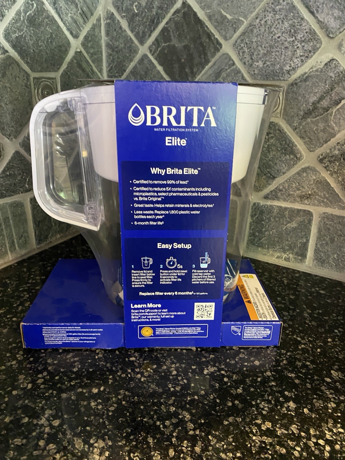 10 Cup Water Filter Pitcher Elite Reduces Lead BPA-Free Easy-Fill w/new filter!