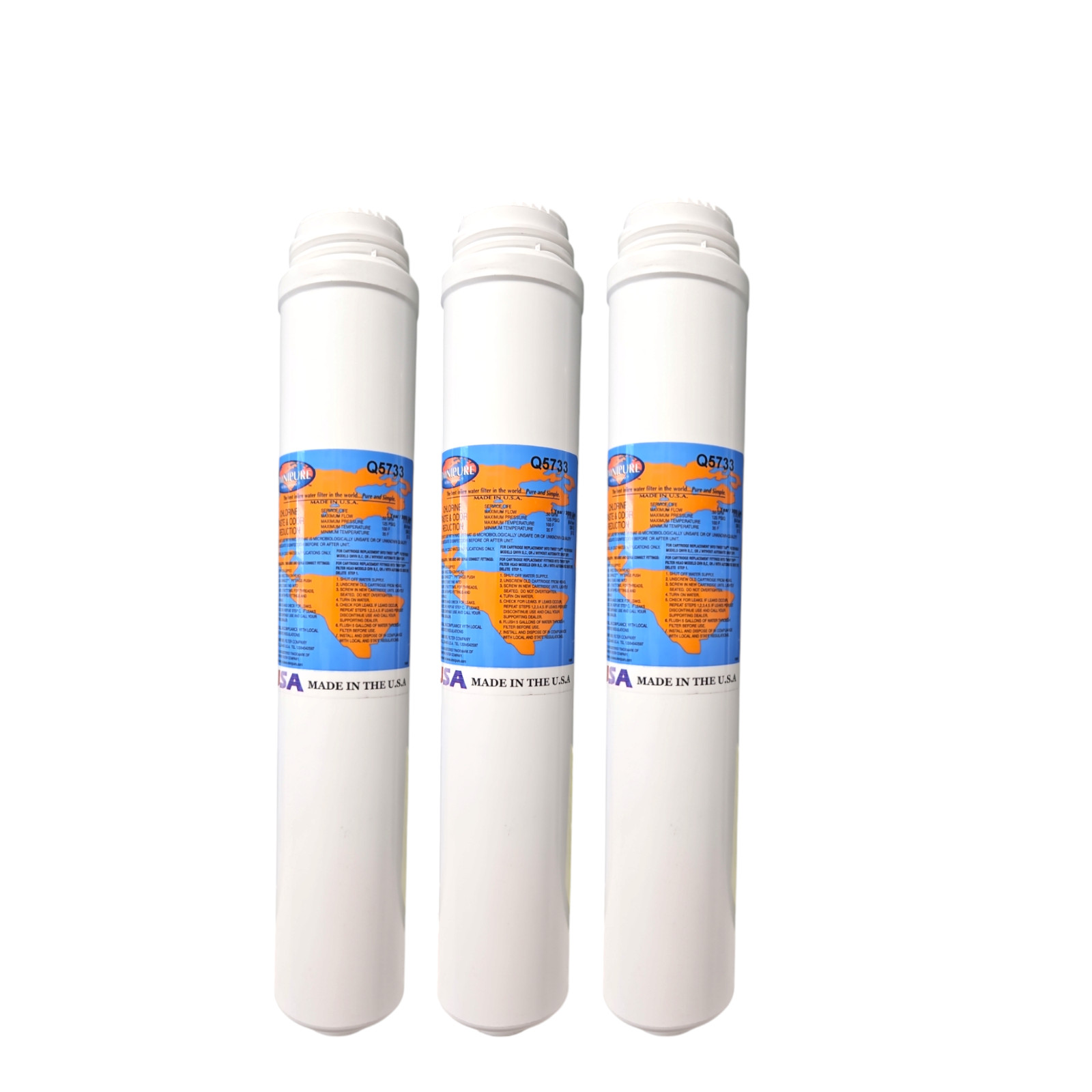 Omnipure Q5733 T40 Coconut Carbon GAC 12″ Pre/Postfilter 2500 gal 3-PACK